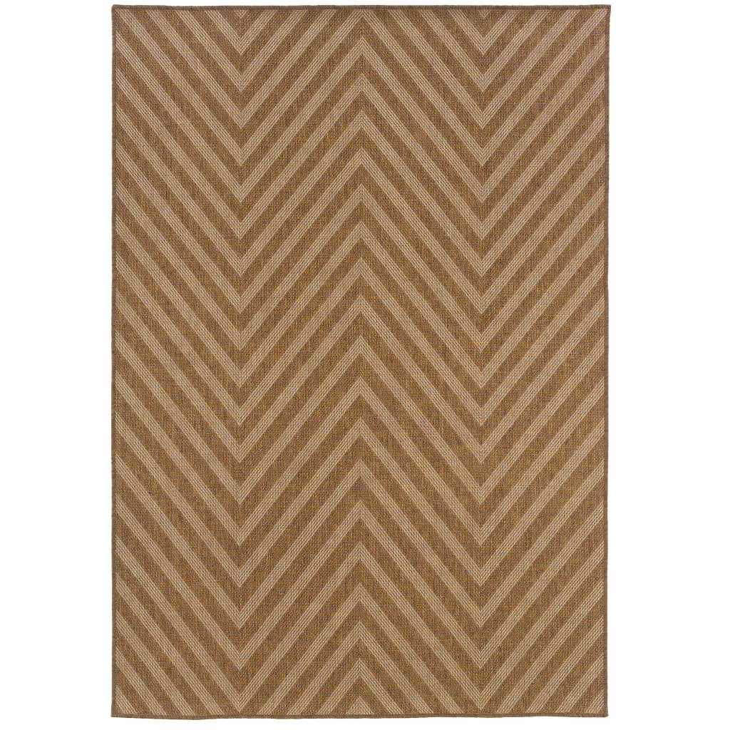 Tan Geometric Design Stain Resistant Area Rug for Both Indoor and Outdoor Spaces, Measuring 4 Feet by 6 Feet