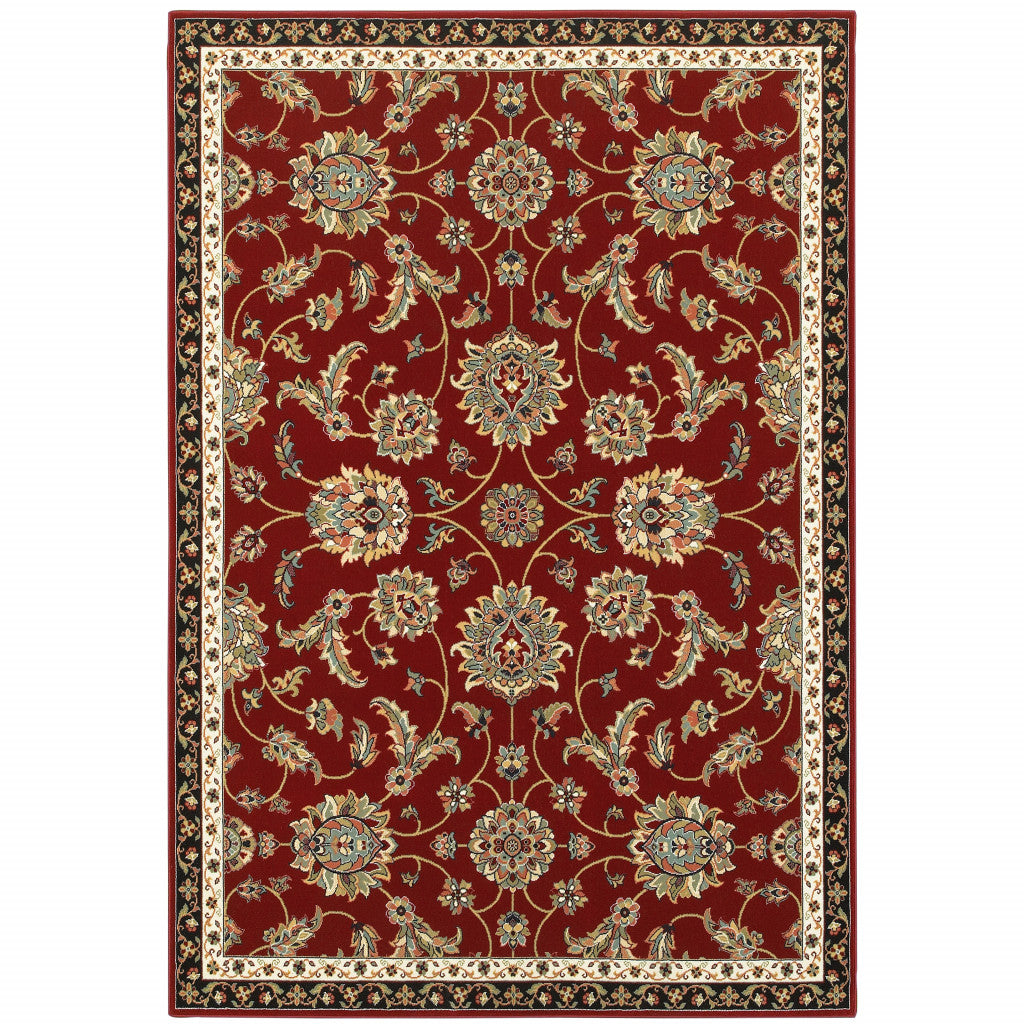 Vibrant Red, Black & Blue Stain-Resistant Oriental Runner Rug for Homes with Kids and Pets