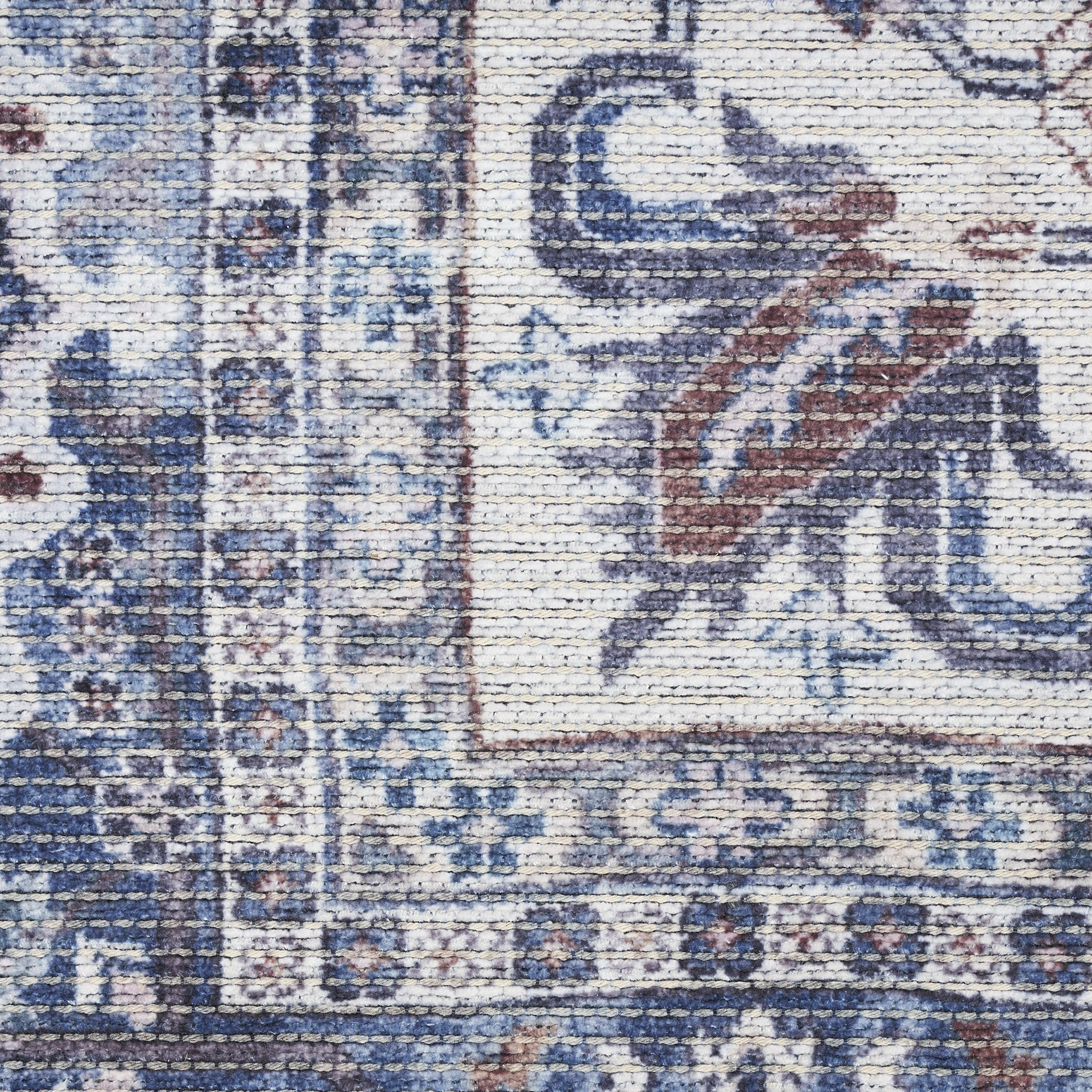Exquisite 9-Foot by 12-Foot Blue and Ivory Floral Power Loomed Distressed Washable Area Rug Ideal for Creating Cozy Living Spaces