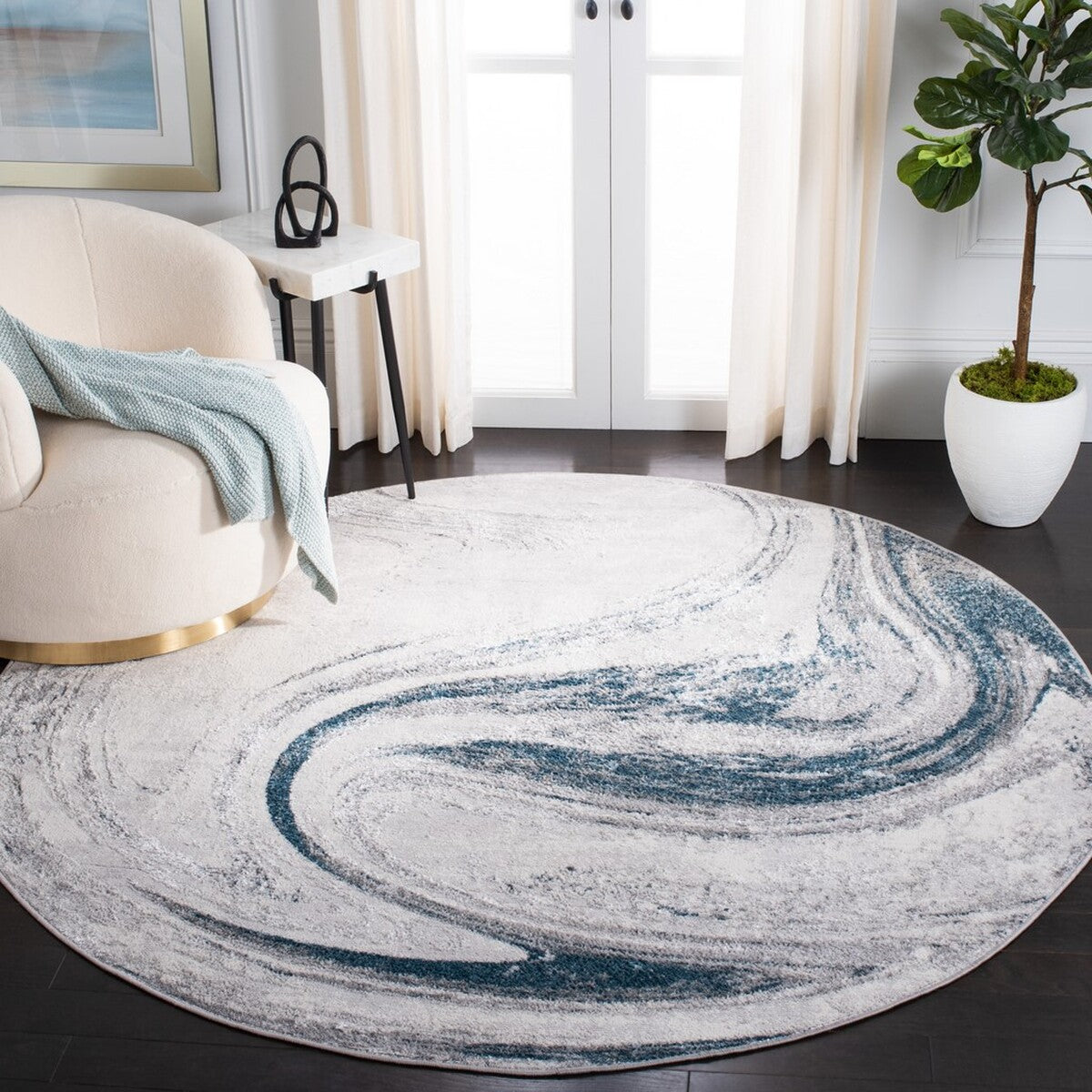 Luxurious Modern Polyester Power - Loomed Rug from Turkey for Any Space