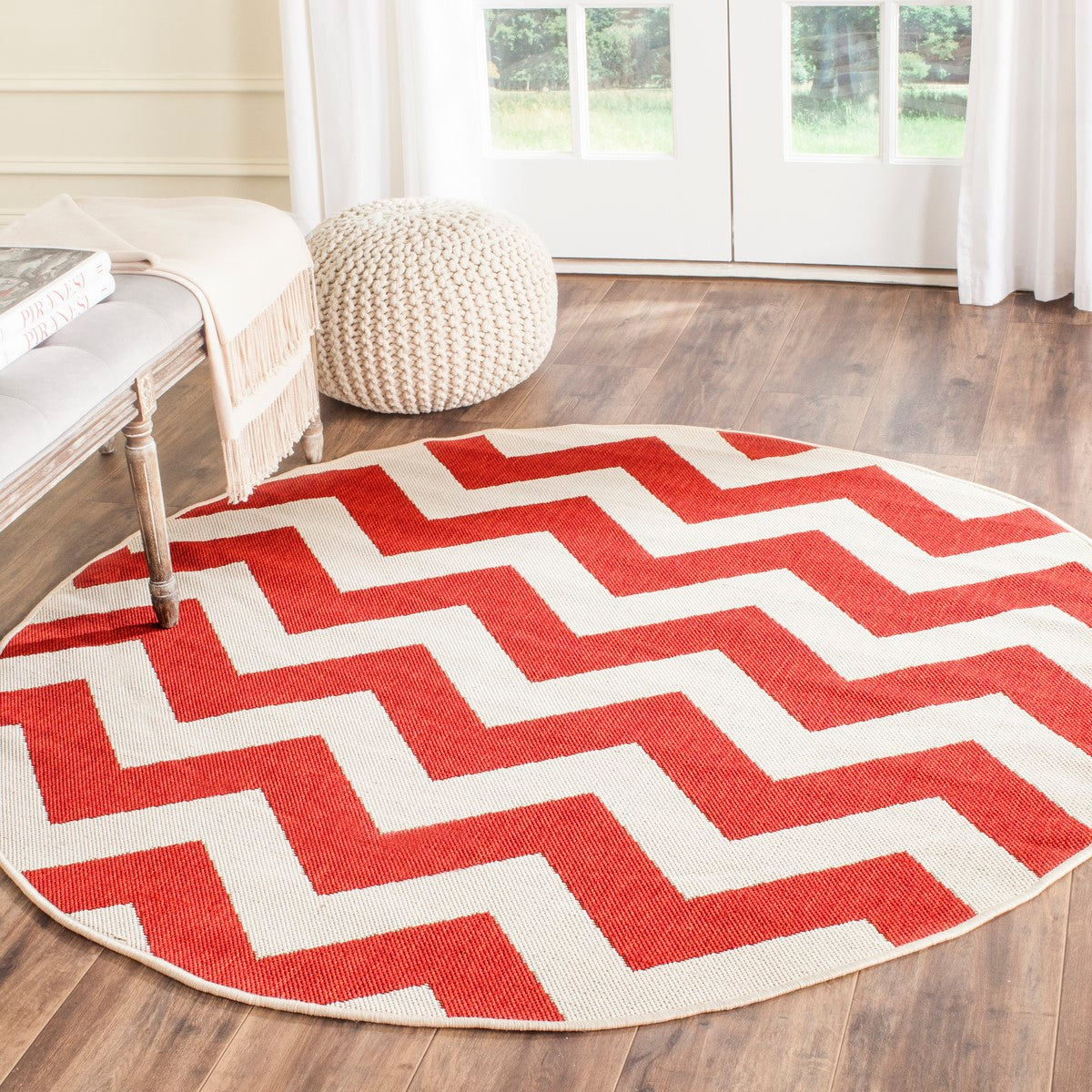 Stylish Indoor/Outdoor Area Rug with Elegant Tan Chevron Design for Comfort and Durability