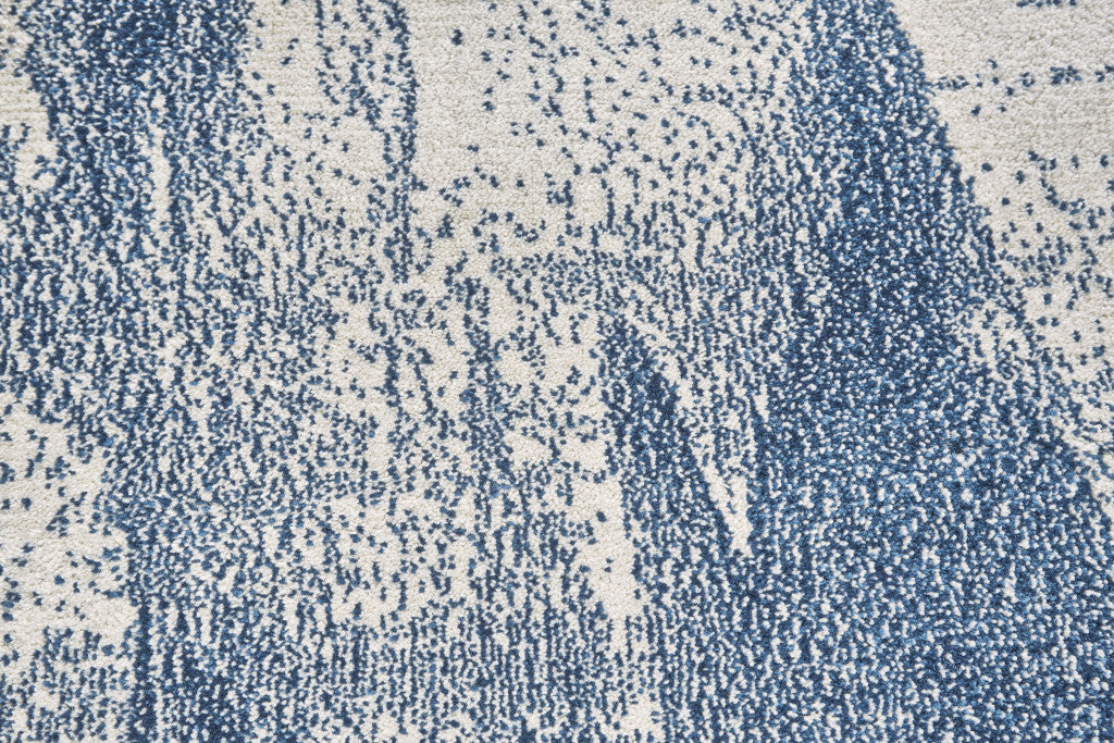 Luxurious Stain-Resistant Blue and Ivory Turkish Area Rug for Home Coziness