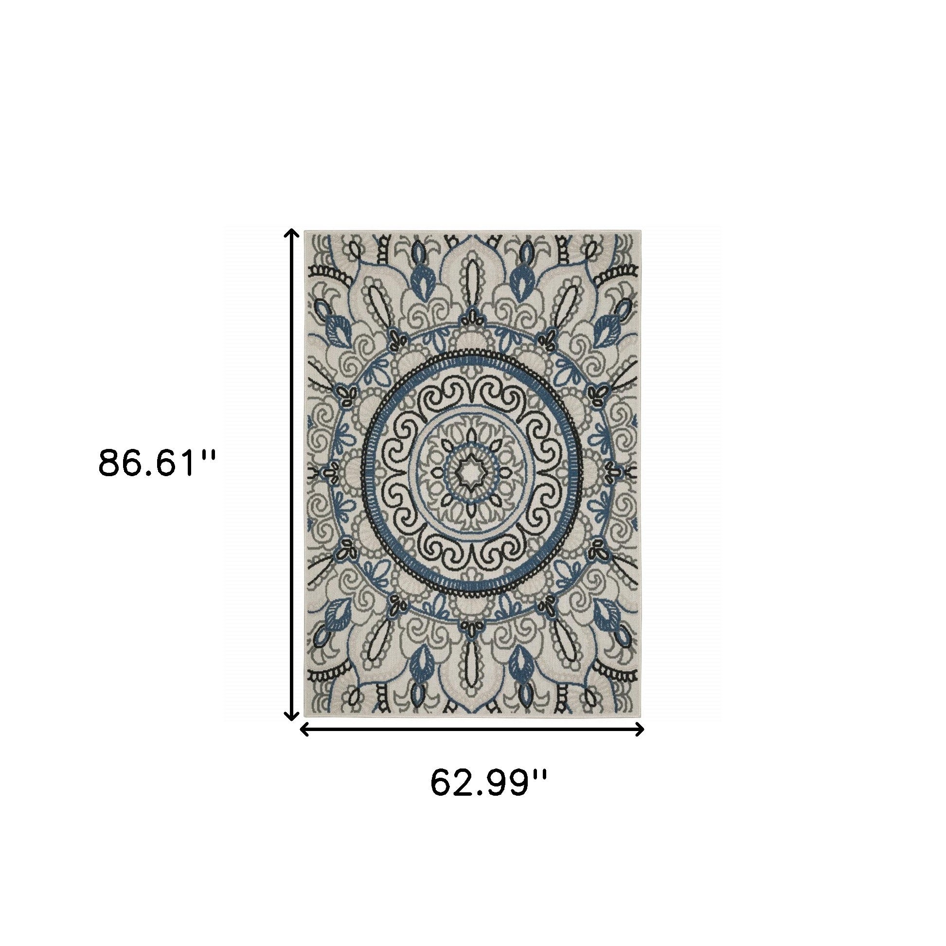 Stain-Resistant Blue & Beige Geometric Outdoor/Indoor Area Rug for Cozy Spaces