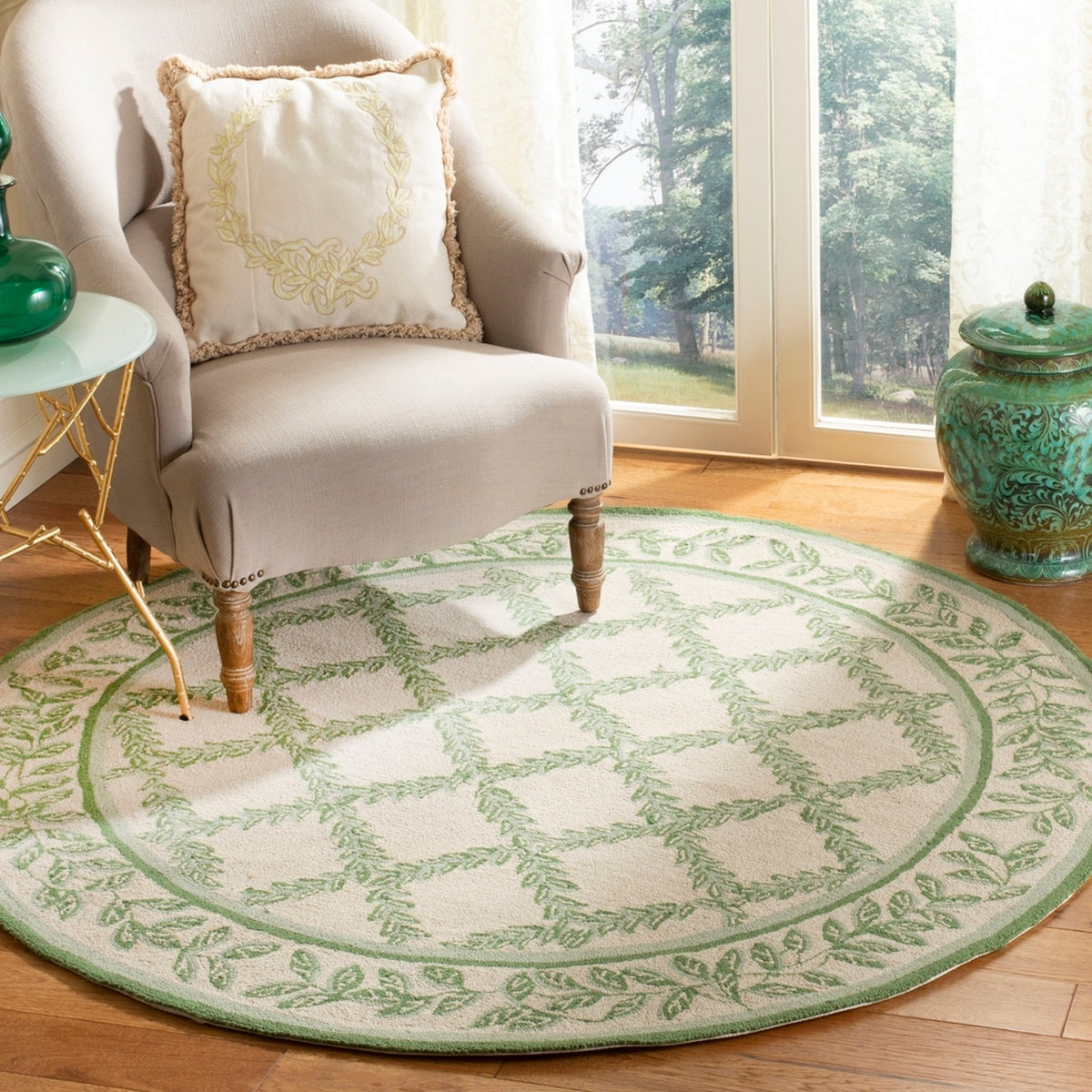 Luxurious Hand-Hooked Wool Pile Area Rug - Exquisite Artisan Craftsmanship for Sophisticated Home Decor