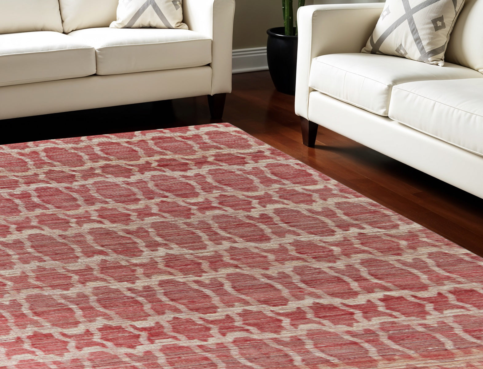 Stylish Hand-Woven Tan and Ivory Geometric Area Rug for Your Living Space