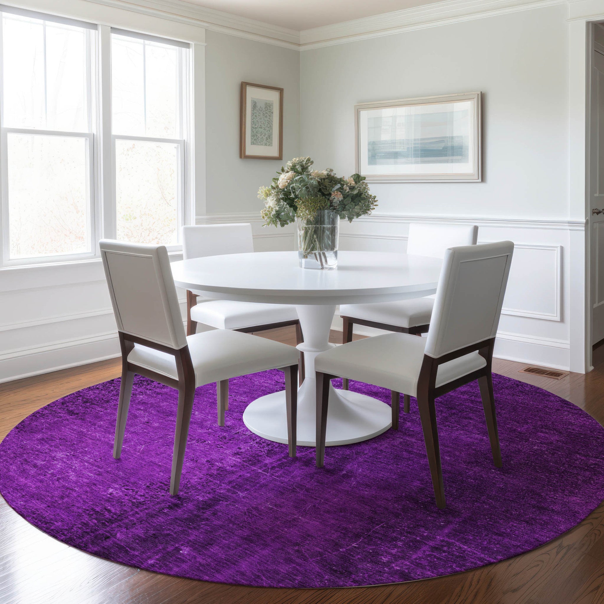 Stylish Purple Washable Non-Skid Abstract Runner Rug for Indoor & Outdoor Use