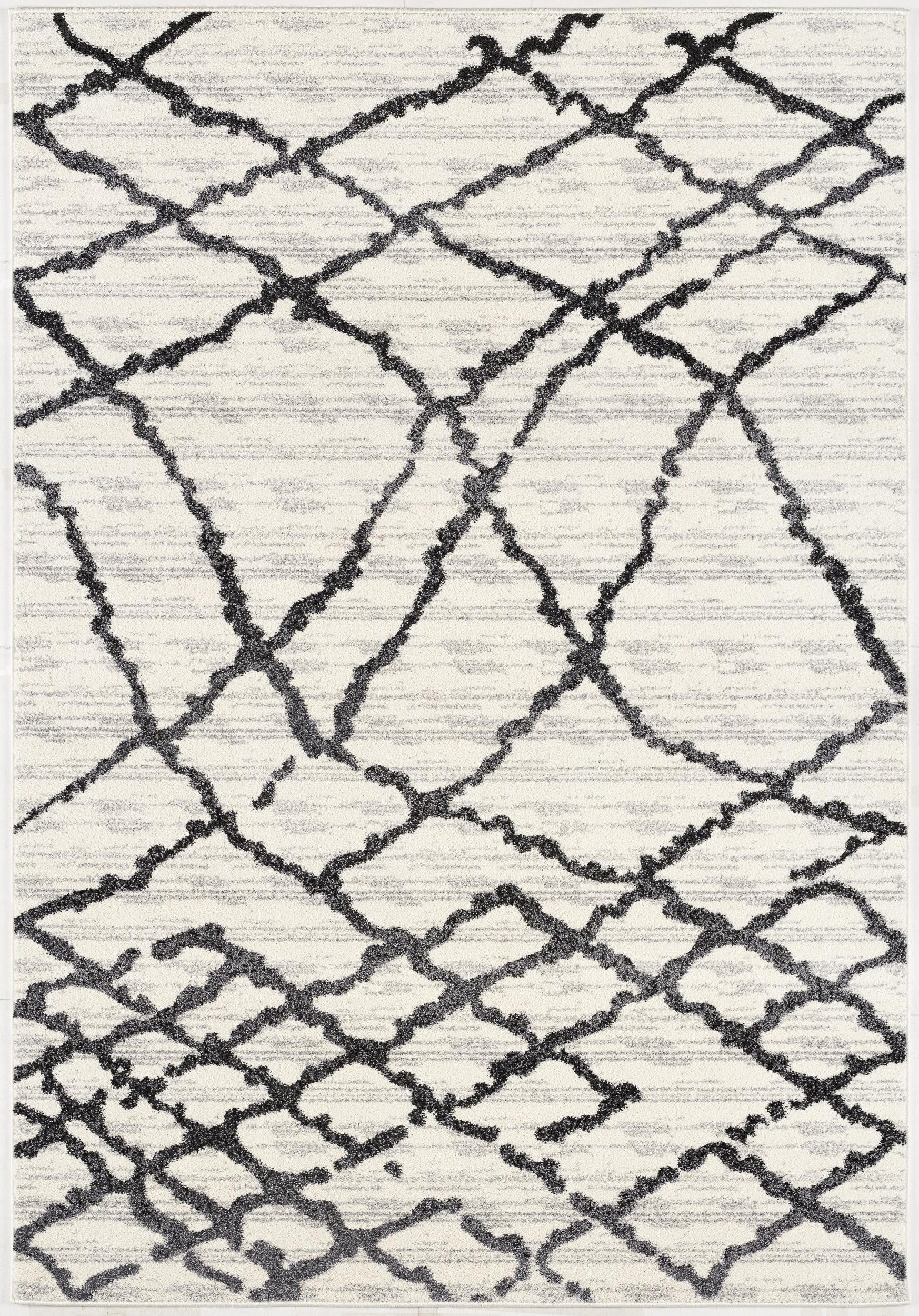 Durable and Cozy Modern Gray and Black Abstract Area Rug for Home