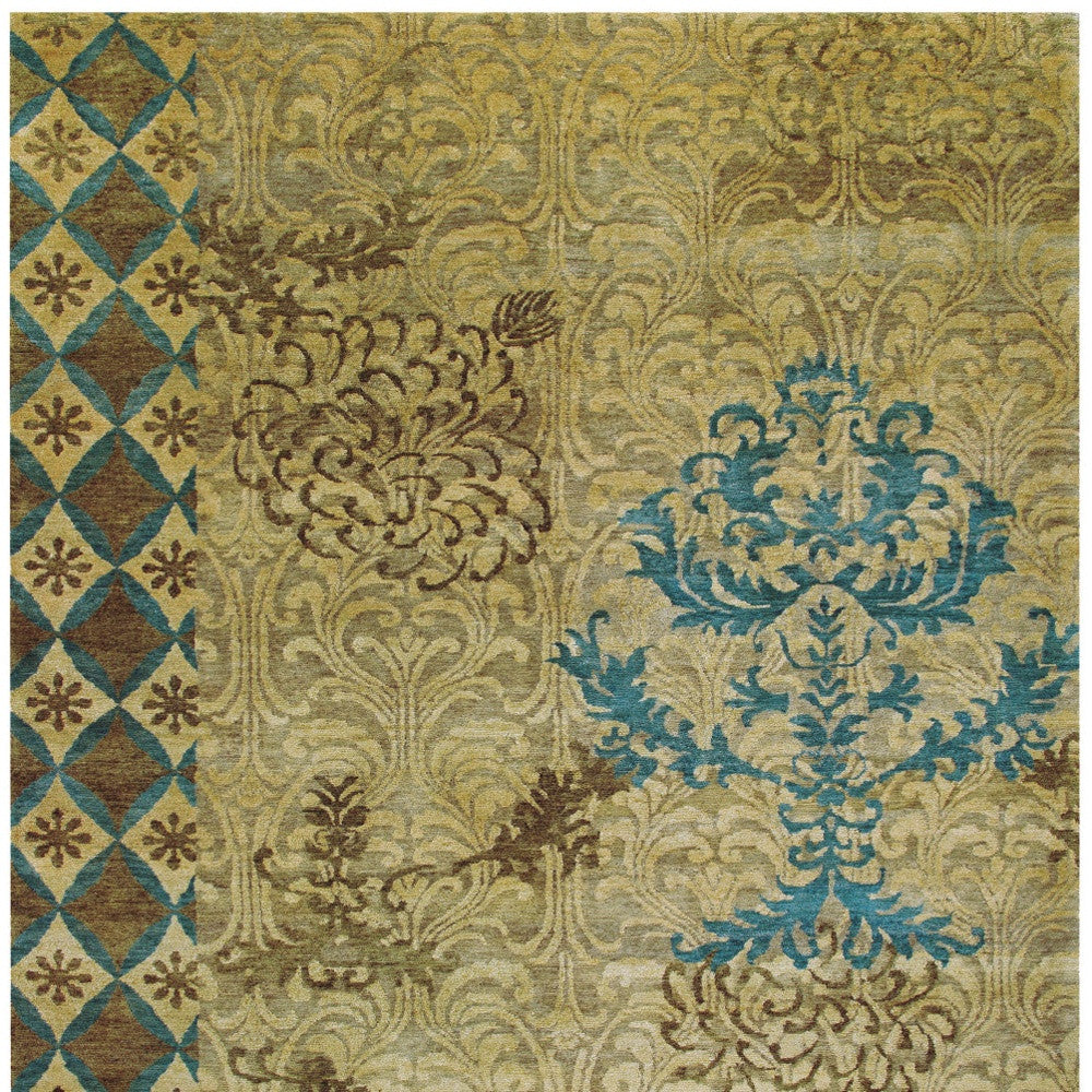 Exquisite Hand-Knotted Wool Blend Floral Area Rug for Elegant Home Decor
