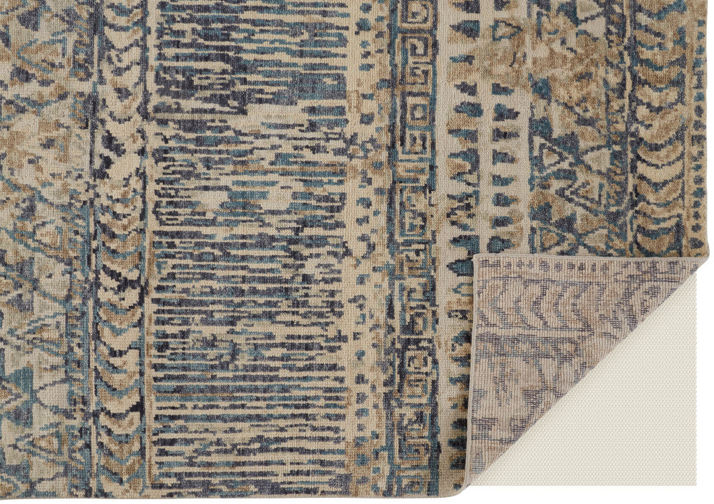 Exquisite Hand-Knotted Wool Geometric Area Rug for Flooring - One-of-a-Kind Artisan Creation with Stain-Resistant Feature and Stylish Decorative Accents