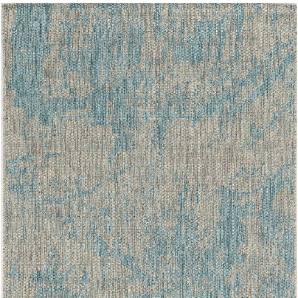 Stylish Teal Blue Abstract Rectangle Indoor and Outdoor Area Rug for Decorating Your Living Spaces