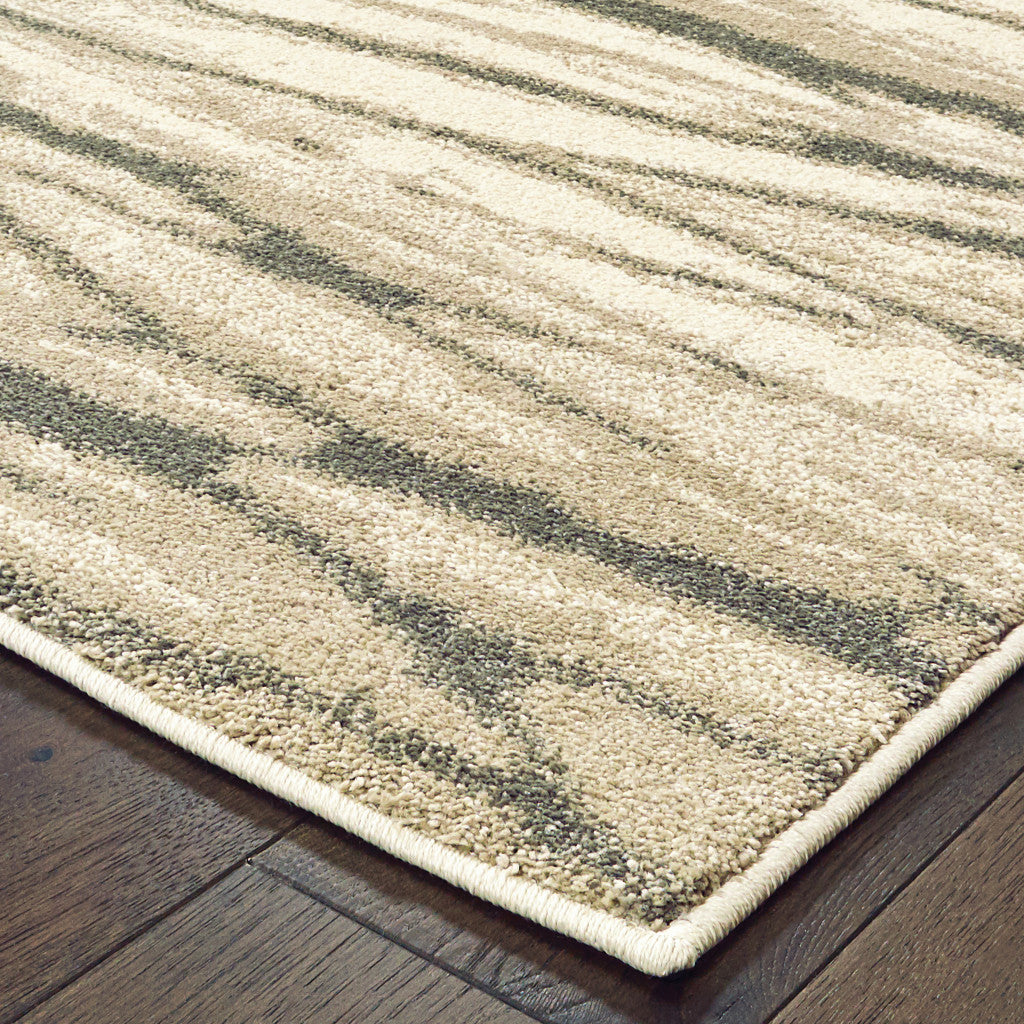 Stain-Resistant Ivory, Sand & Ash Abstract Runner Rug for Homes with Kids and Pets