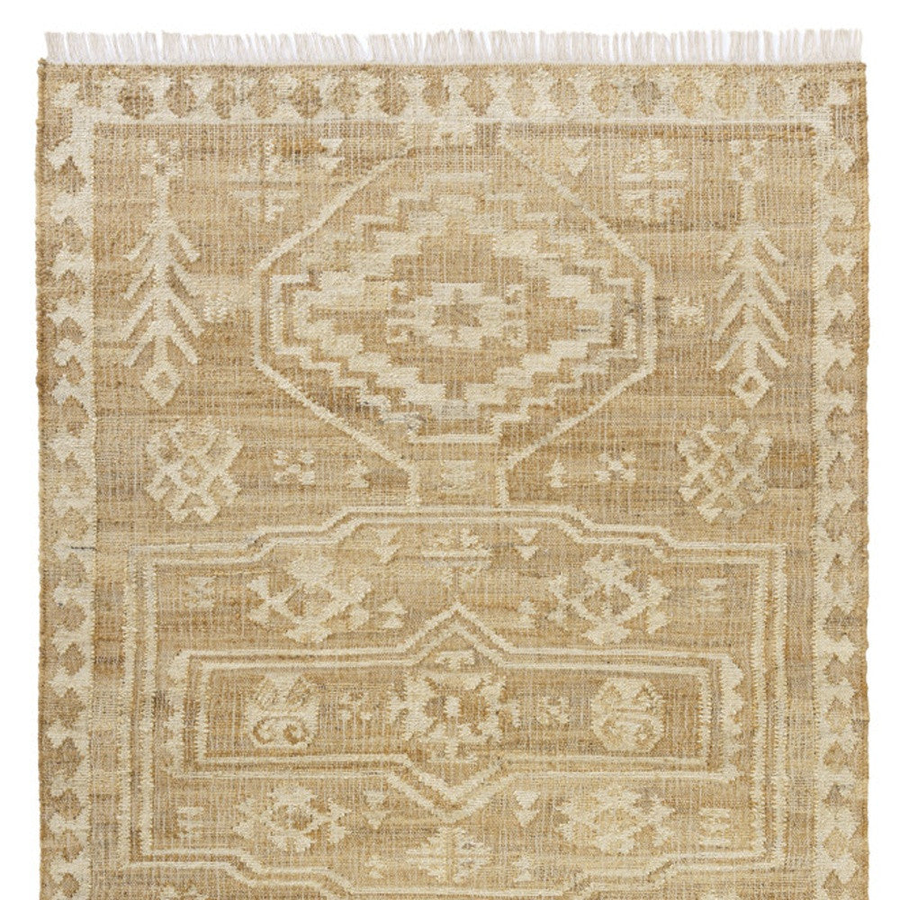 Exquisite Hand-Woven Jute Area Rug with Natural Ivory Medallion for Stylish Rooms