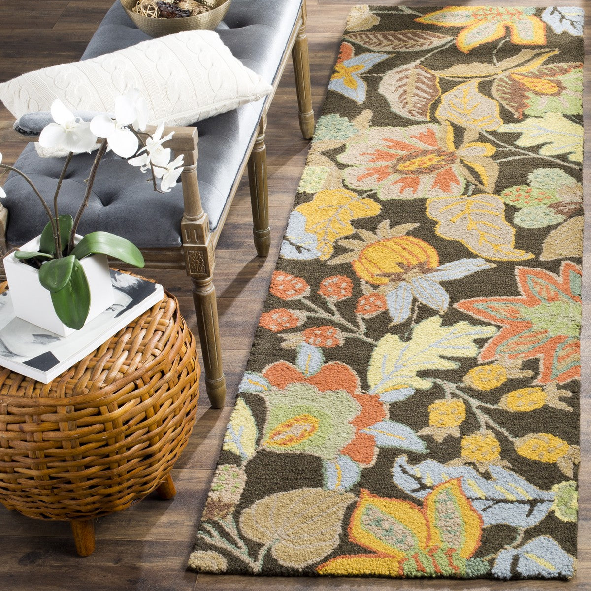 Vibrant Hand - Woven Wool Blossom Rug for Contemporary Country - Casual Decor