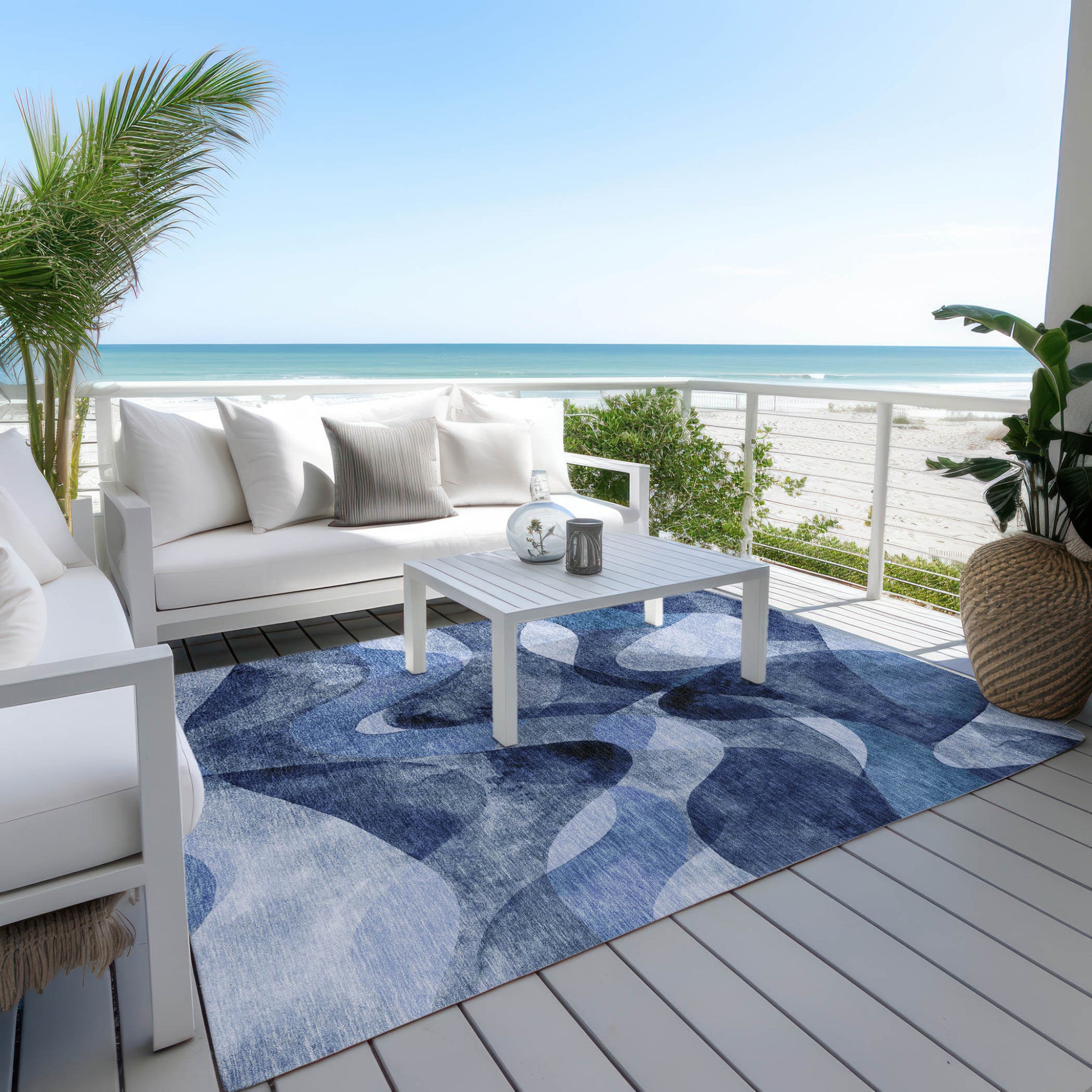 Modern Abstract Washable Non-Skid Purple Runner Rug for Indoor & Outdoor Use