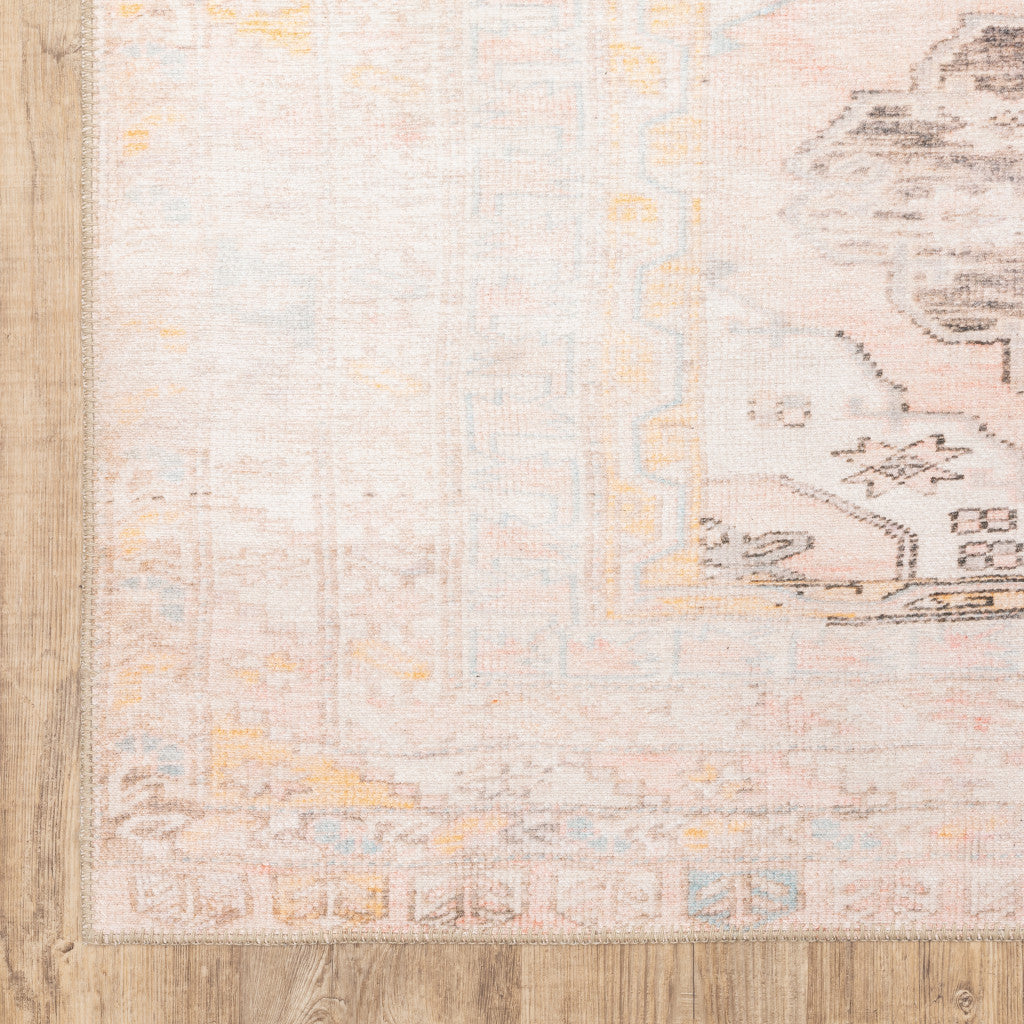 Stain-Resistant Pink & Blue Oriental Area Rug for Kid-Friendly Rooms