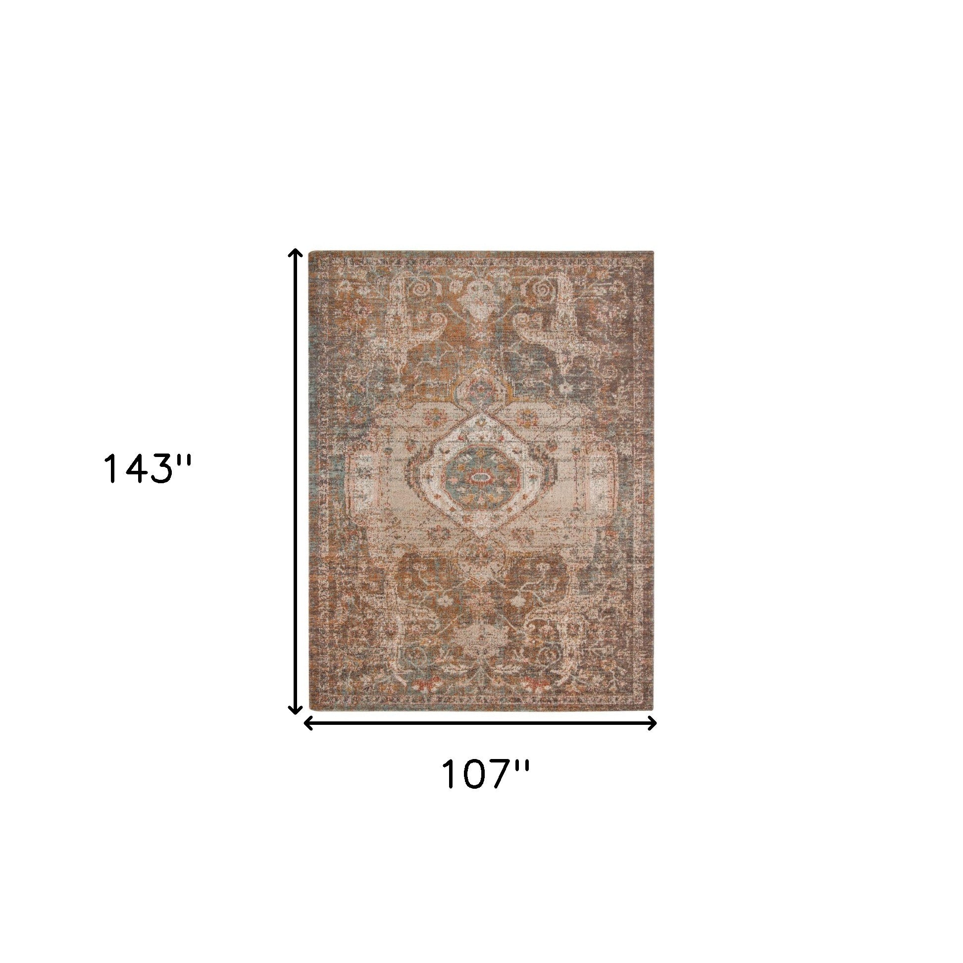 Stain-Resistant Medallion Area Rug in Beige, Gray & Taupe for Family Homes