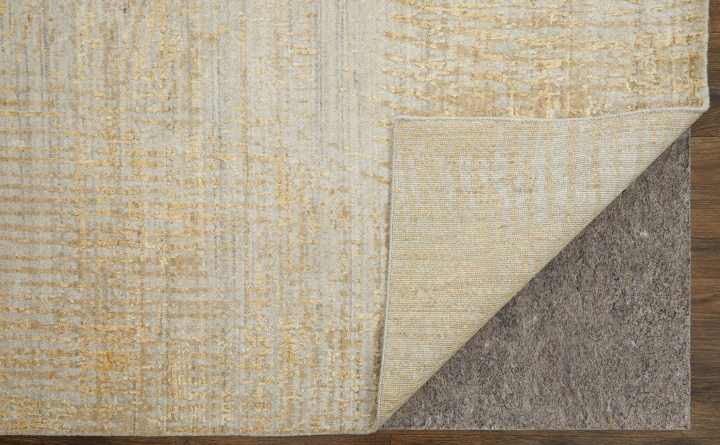 Exquisite Hand-Woven Abstract Area Rug in Ivory and Yellow for a Cozy Home