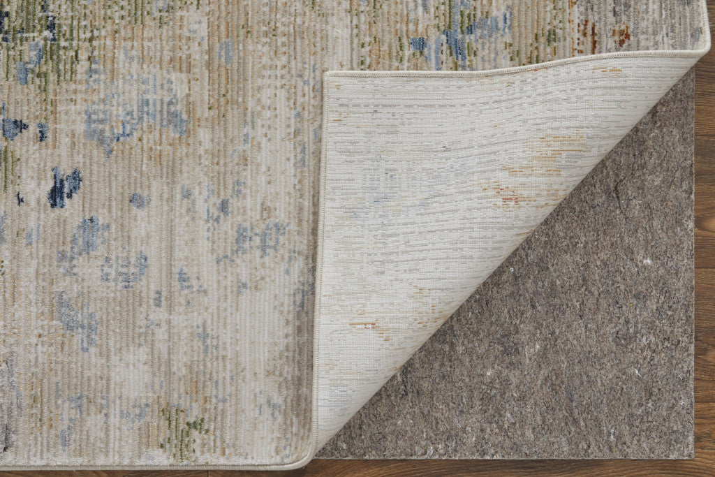 Stylish Stain-Resistant Modern Abstract Area Rug in Red, Blue, and Ivory for Family Rooms