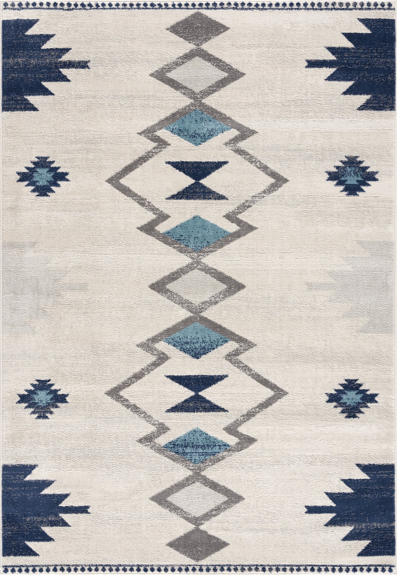 Stylish Blue and Ivory Southwest Runner Rug for Your Living Space