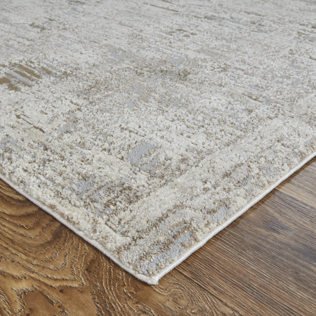 Stylish Distressed Abstract Area Rug with Gray and Ivory Design, Stain-Resistant, Ideal for 4x6 ft Space for Enhanced Comfort