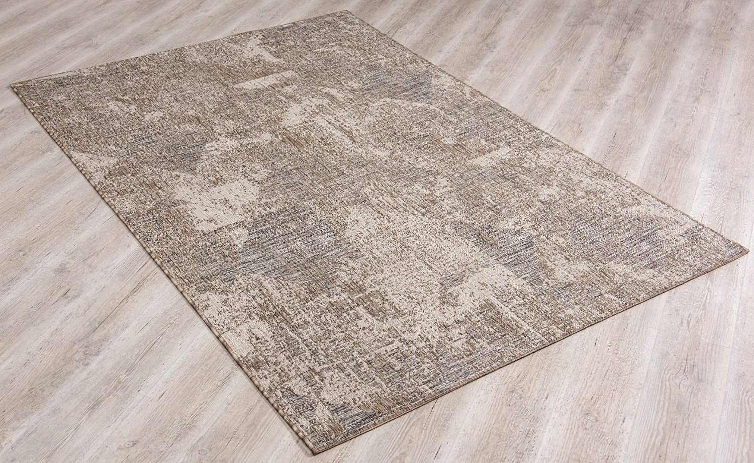 Ivory Distressed Diamonds Modern Antique Style Runner Rug Made of Durable Polypropylene for Soft Comfort and Long - lasting Use