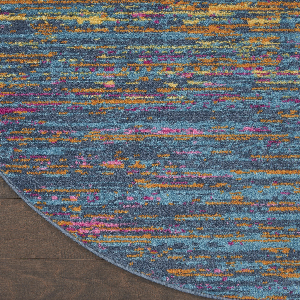 Blue Distressed Striations Area Rug - A Piece of Modern Abstract Art for Stylish Contemporary Living Spaces