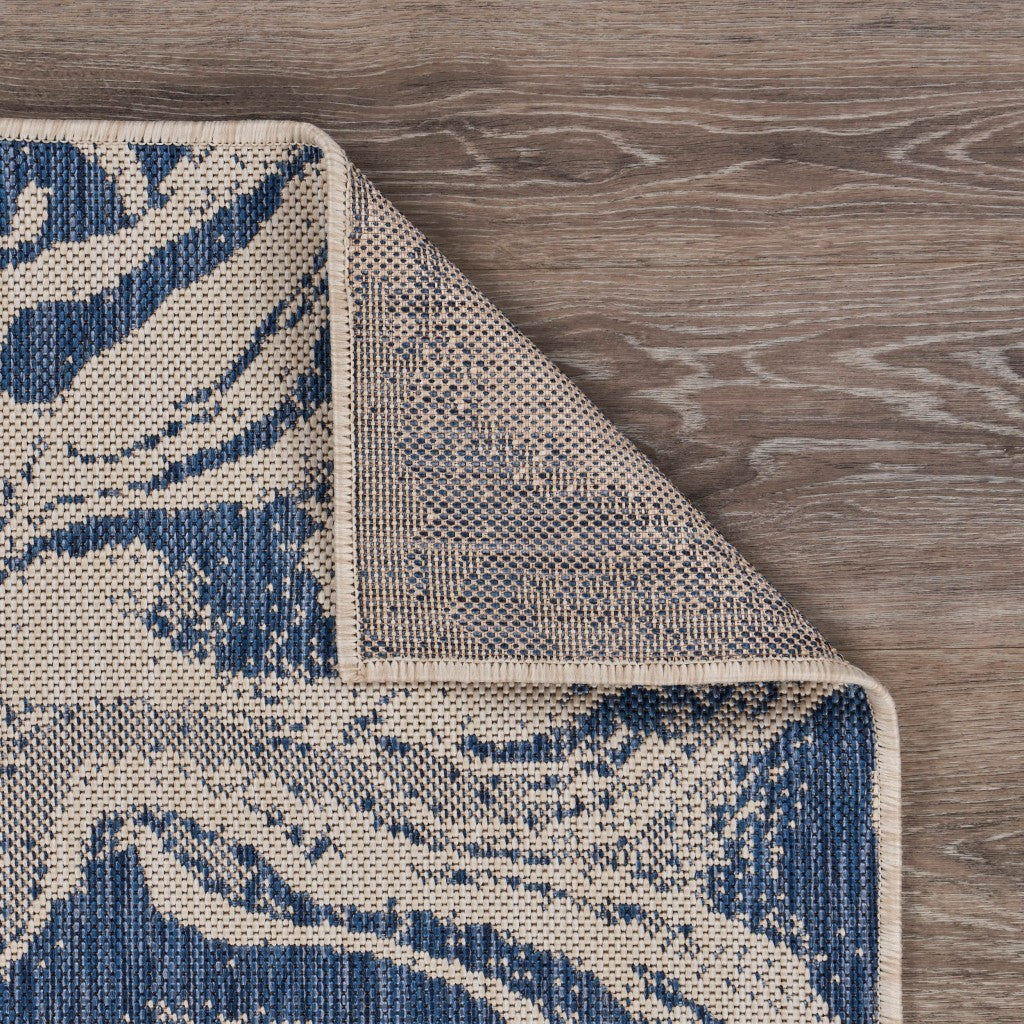 Premium Turkish Blue and Gray 8' x 10' Area Rug for Elegant Indoor & Outdoor Spaces