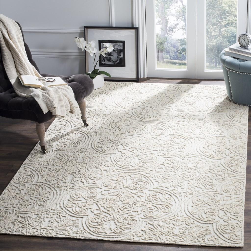Elegant Indian-Style Hand-Tufted Wool & Cotton Rug with Latex Backing for Your Home