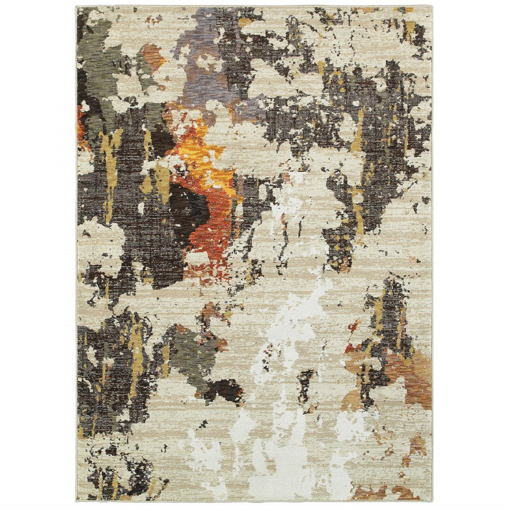 Stylish and Durable Modern Beige & Black Area Rug for Home Decor