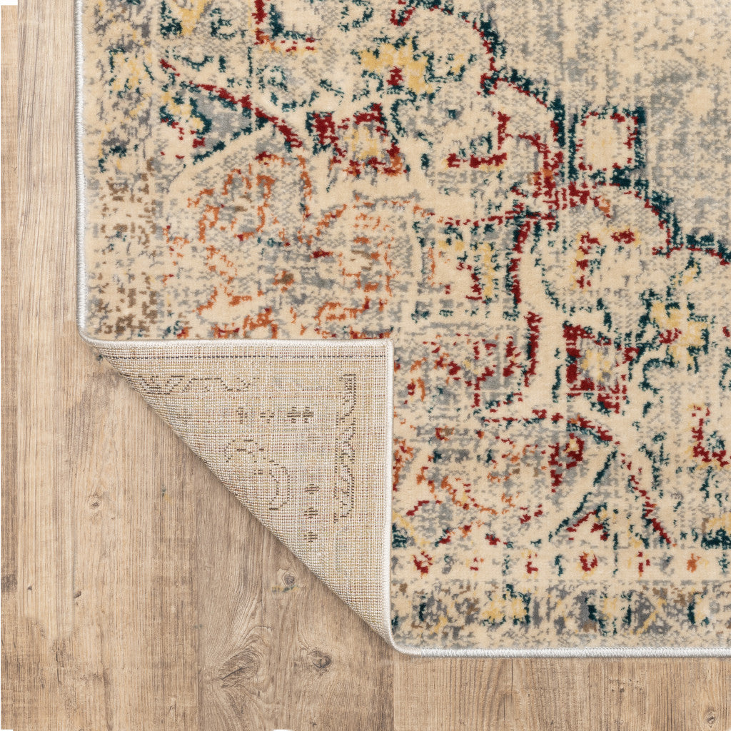 Exquisite Oriental Stain-Resistant Area Rug in Elegant Grey, Vibrant Teal, and Warm Orange, Ideal for Kids and Pet Areas