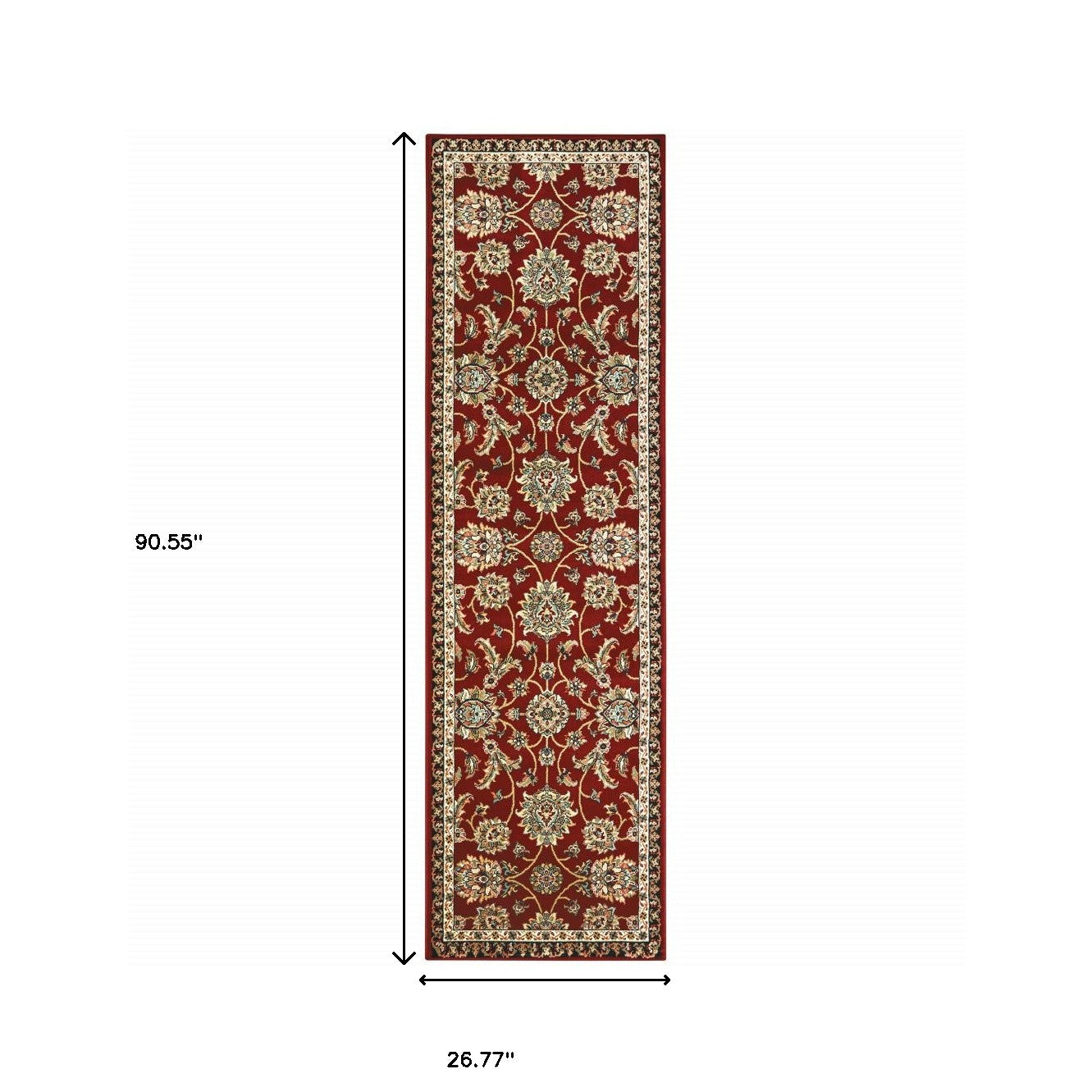 Vibrant Red, Black & Blue Stain-Resistant Oriental Runner Rug for Homes with Kids and Pets