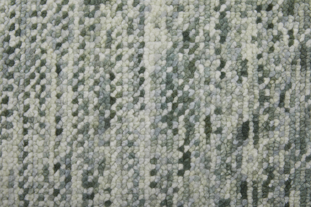 Stylish Hand-Knotted Ivory, Gray & Blue Area Rug with Fringe, Stain-Resistant