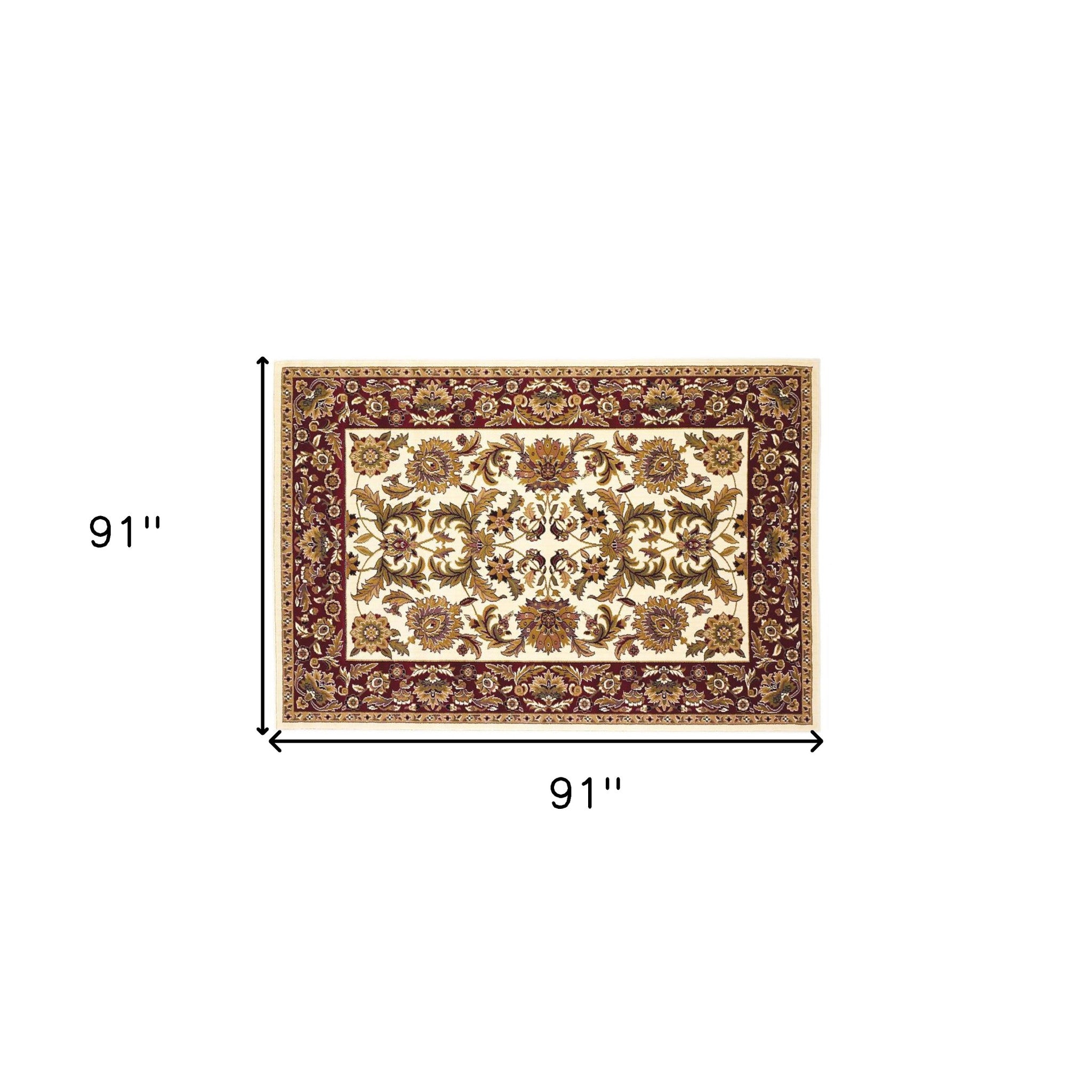 Exquisite Ivory and Red Classic Style Kashan Area Rug - A Stunning Piece of Art for Your Home Decor