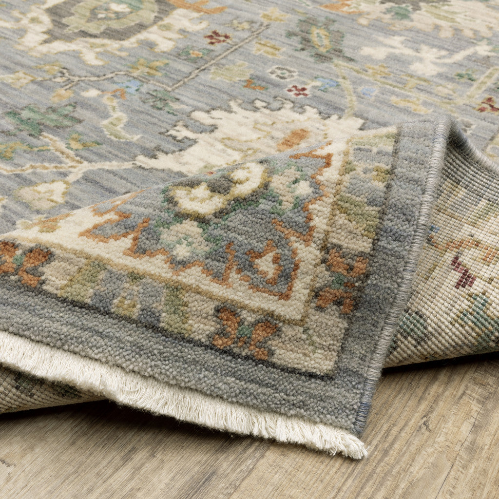 Ivory Stain-Resistant Oriental Fringed Area Rug for Family Homes