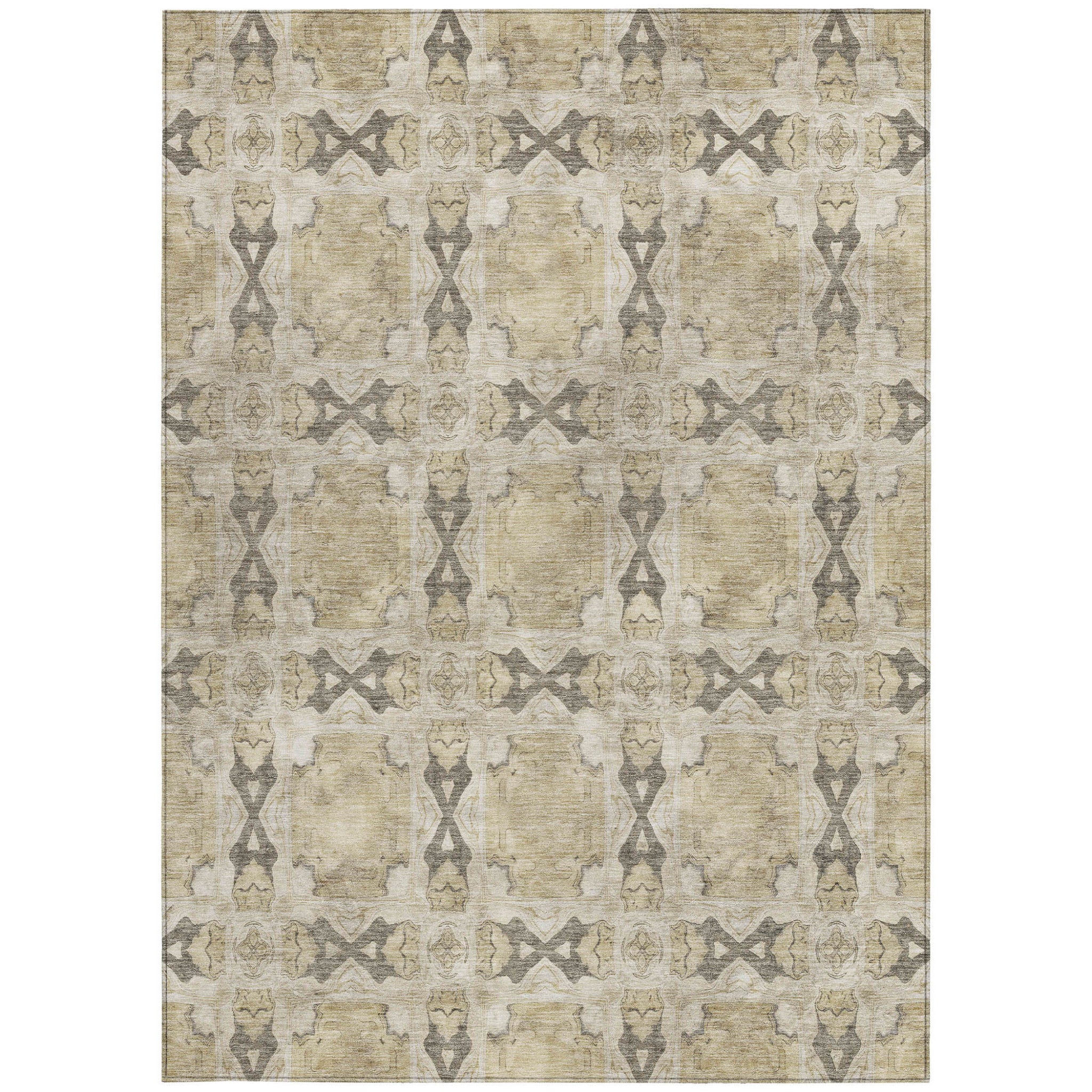 Stain-Resistant, Non-Skid Washable Teal Floral Medallion Round Runner Rug for Indoors & Outdoors
