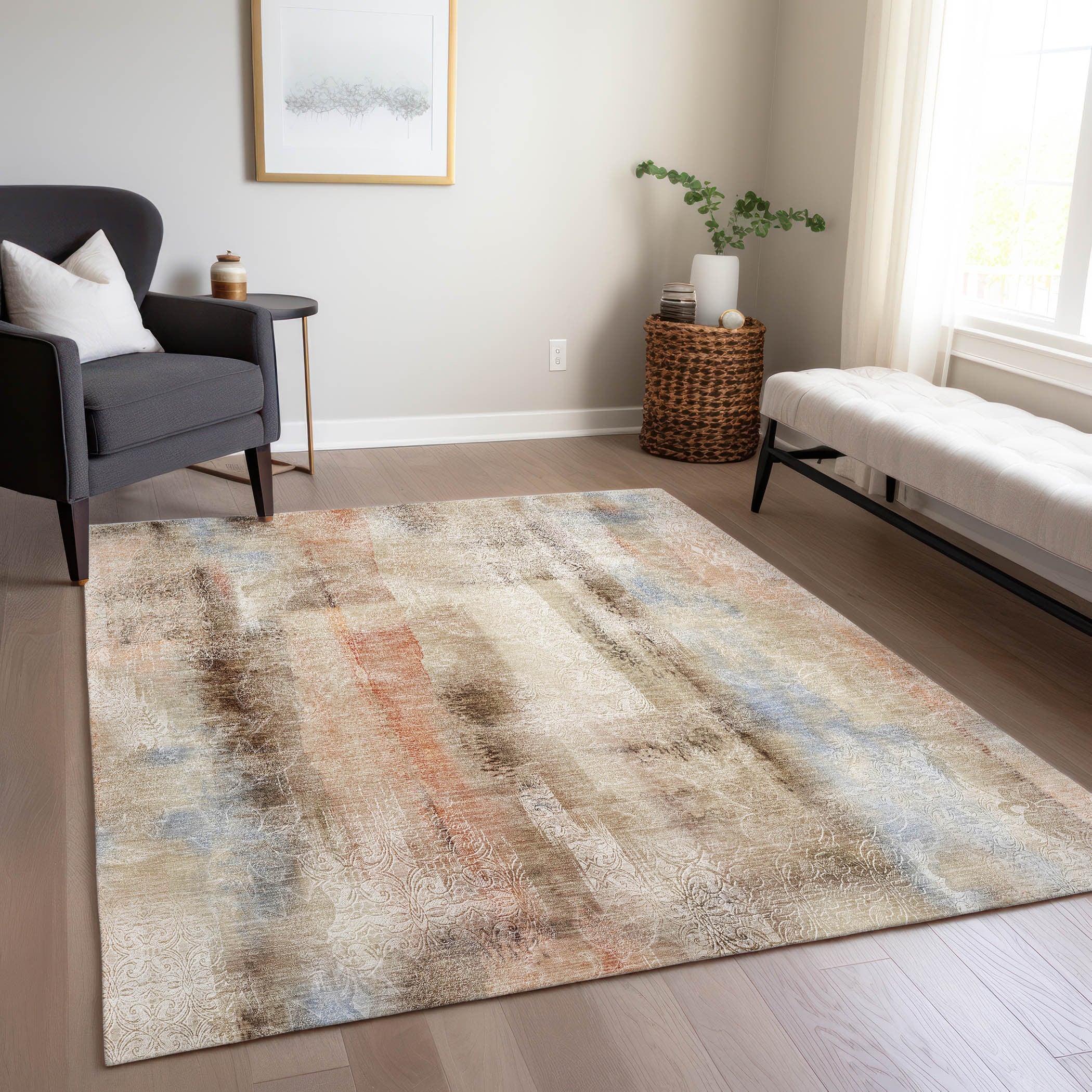 Stylish Washable, Stain-Resistant Non-Skid Purple Runner Rug for Indoor & Outdoor Use