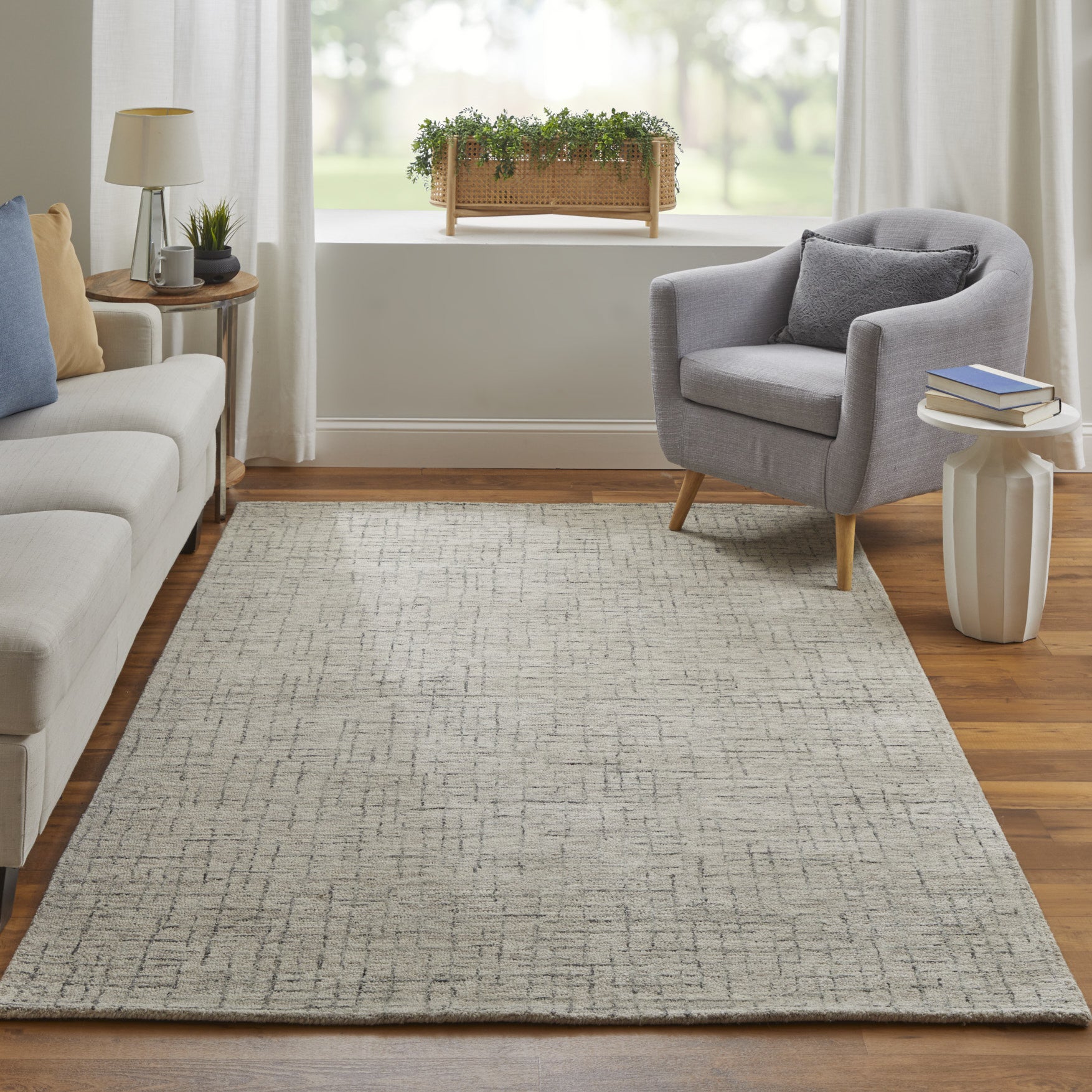 Stain-Resistant & Durable Distressed Wool Area Rug in Elegant Gray for Versatile Decor