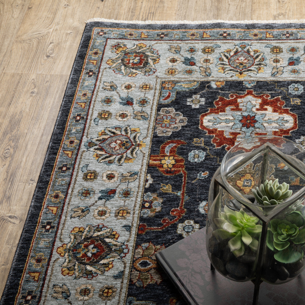 Vibrantly Colored Stain-Resistant Oriental Style Runner Rug with Fringes to Beautify Your Living Space