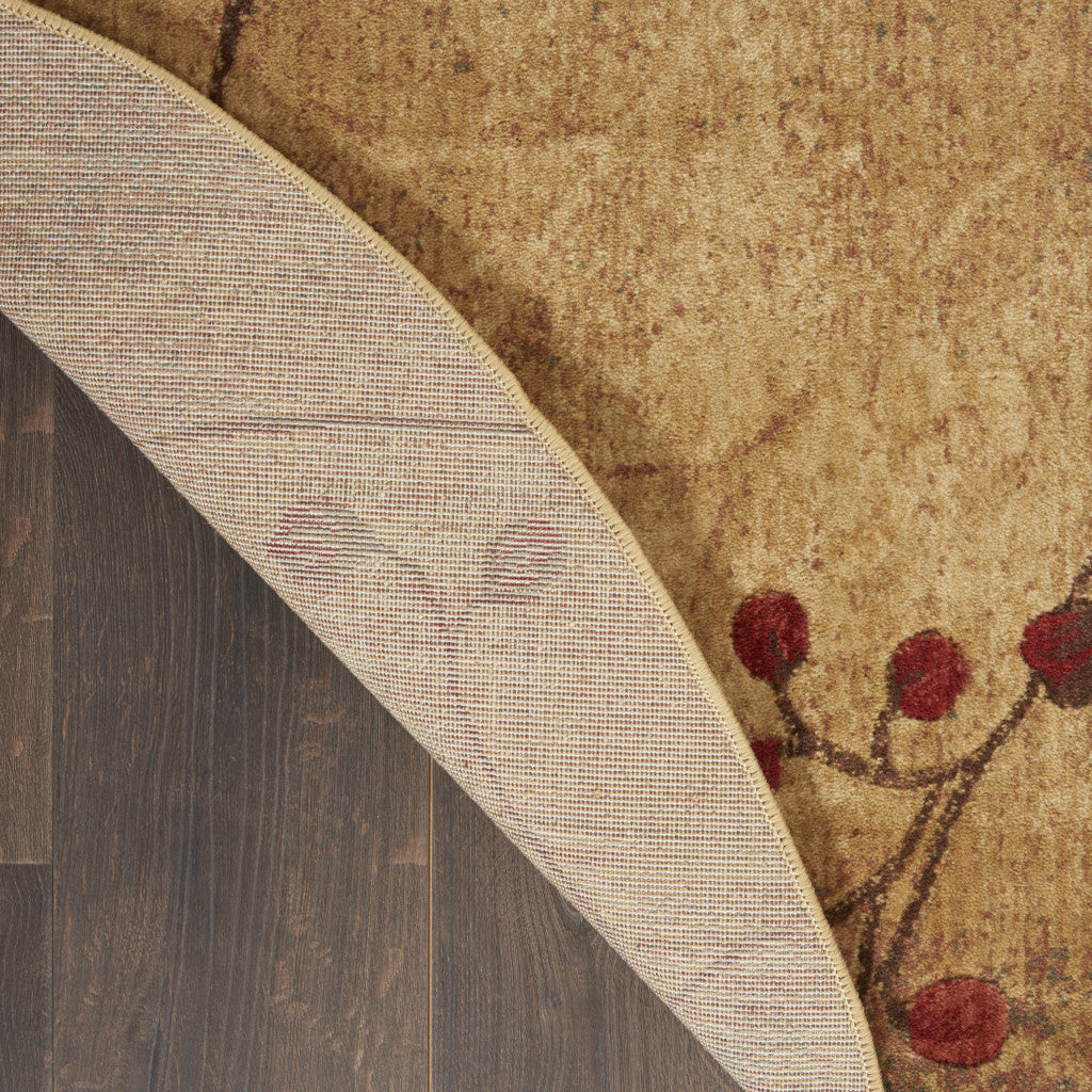 Gorgeous 6-Foot Brown Round Floral Power Loom Area Rug for Stylish Spaces