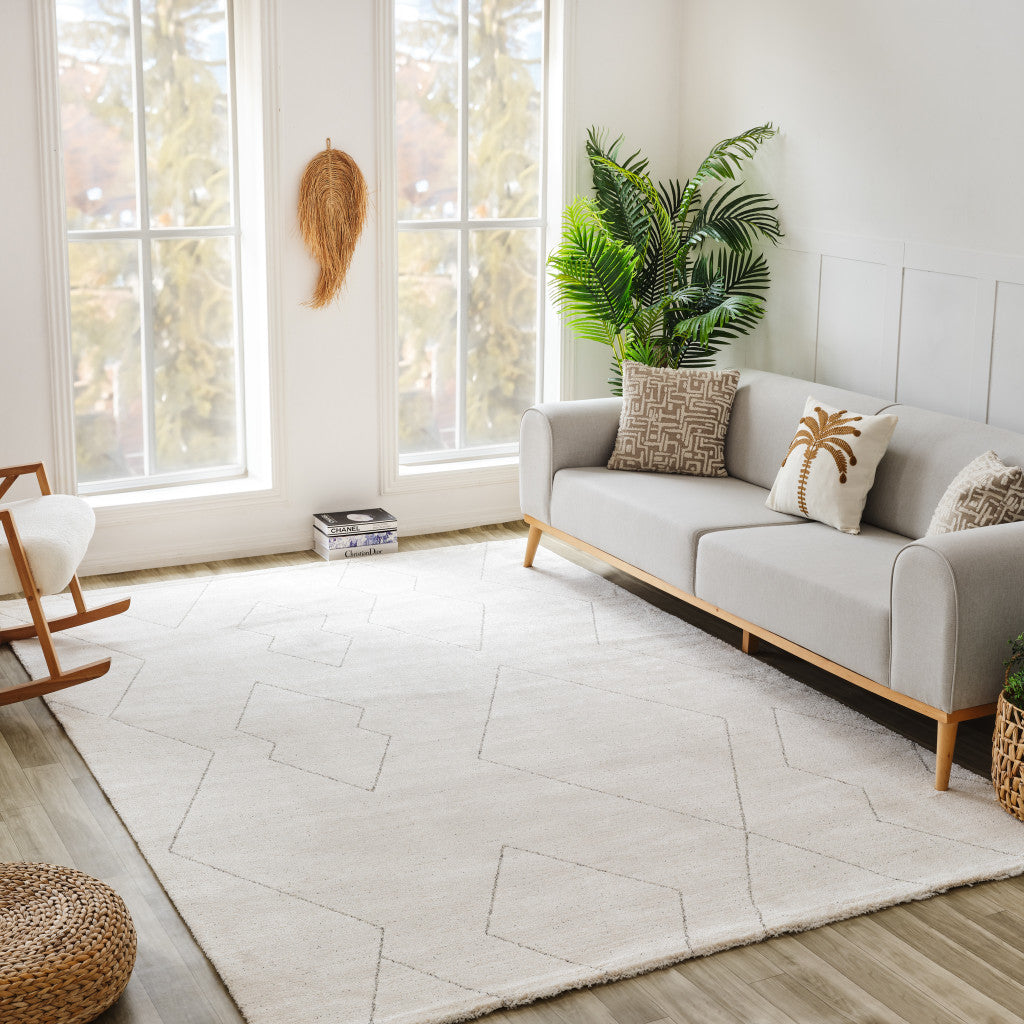 7' x 10' Stain-Resistant Cream and Beige Abstract Distressed Area Rug Ideal for Homes with Pets and Kids