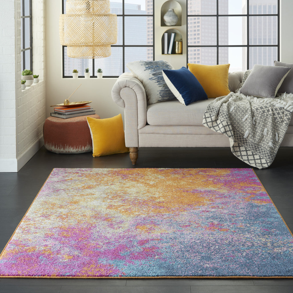 Sunset Abstract Power Loom Runner Rug - Durable & Stylish for Room Enhancement
