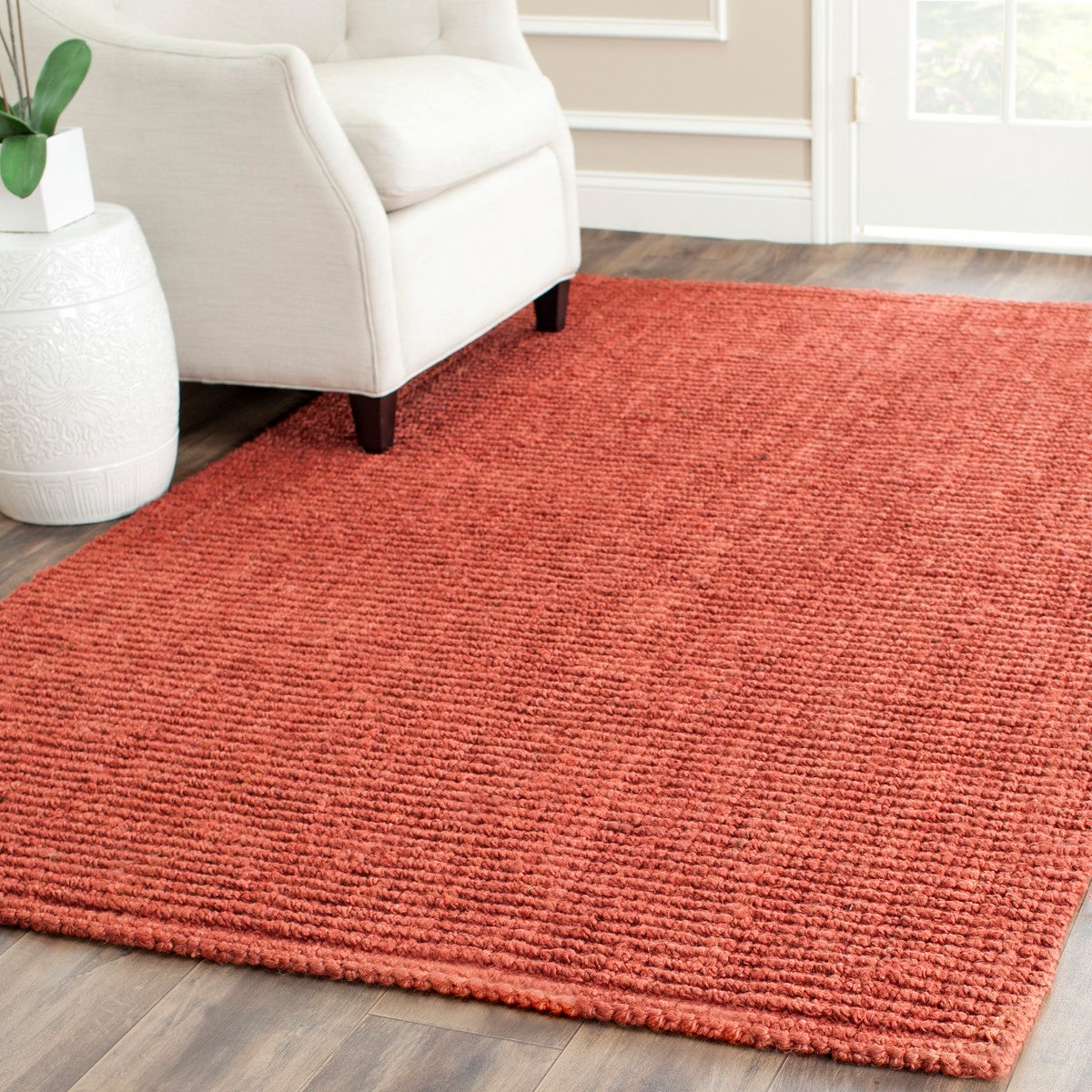 Eco-Friendly Coastal Chic Natural Hand-Woven Jute Rug, Soft and Textured