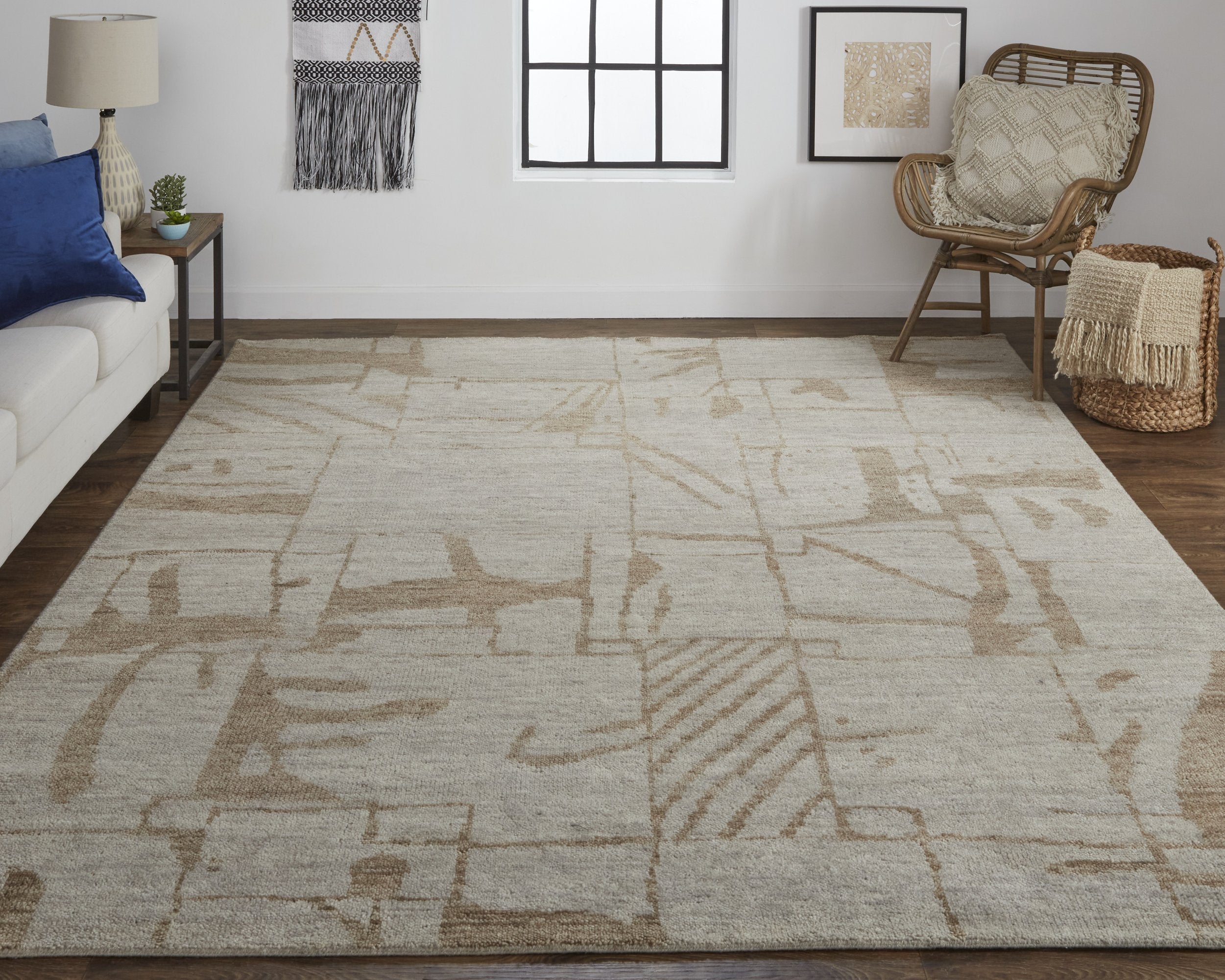 Exquisite Hand - Knotted Wool Rug by Sutton with Abstract Design for Modern Homes