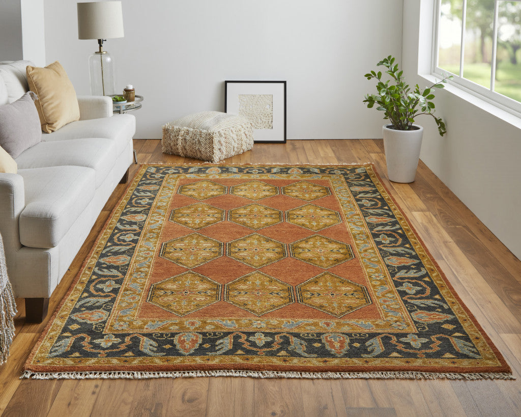 Artisan Hand-Knotted Stain-Resistant Floral Area Rug, Ideal for Families & Pets