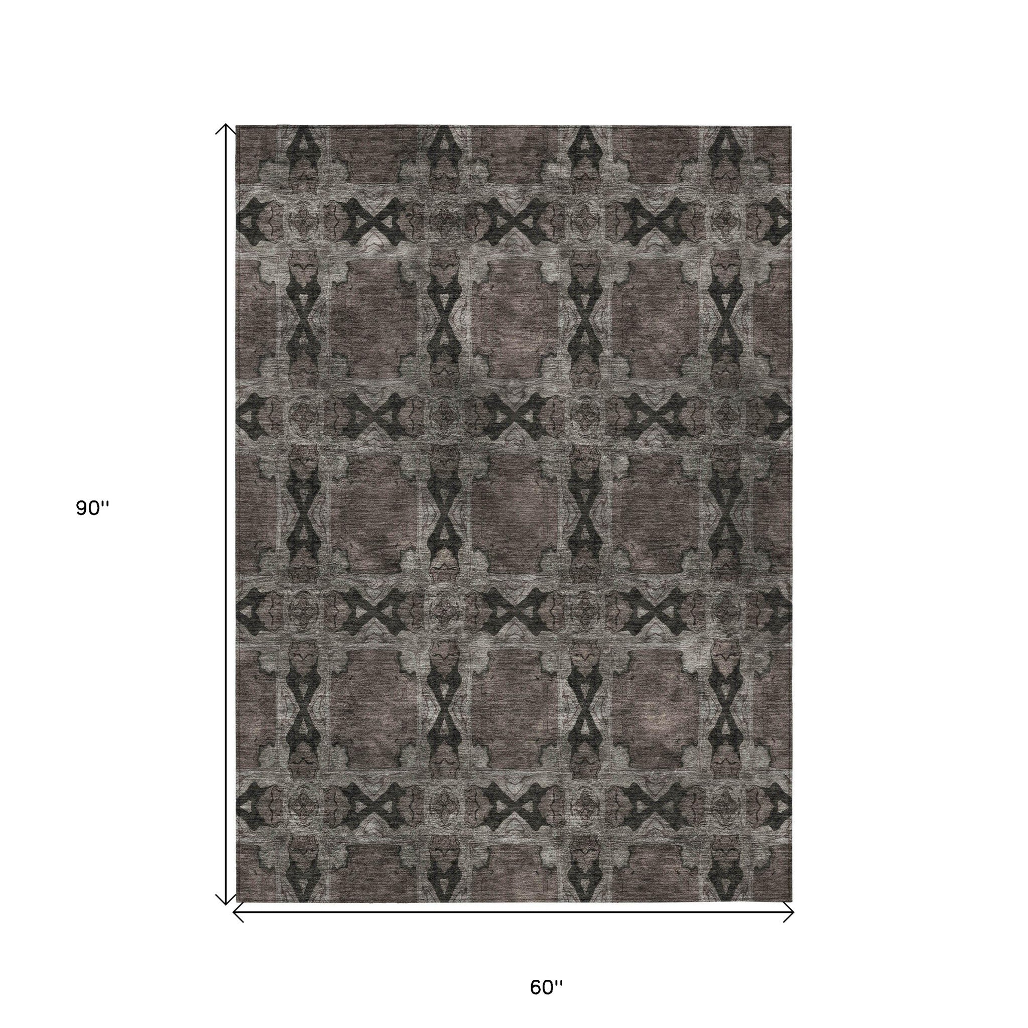 Stain-Resistant, Non-Skid Washable Teal Floral Medallion Round Runner Rug for Indoors & Outdoors