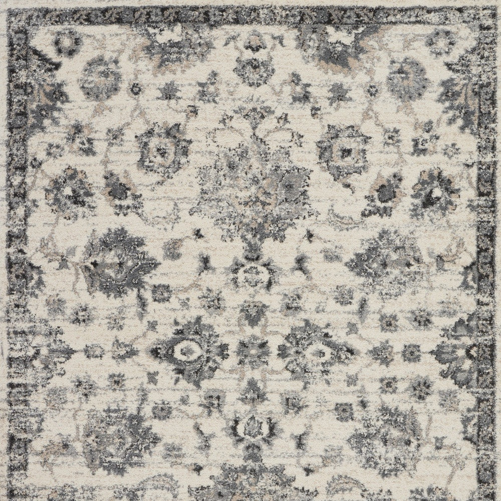 Stain-Resistant, Durable 5' x 7' Cream & Gray Floral Distressed Area Rug for Stylish Decor