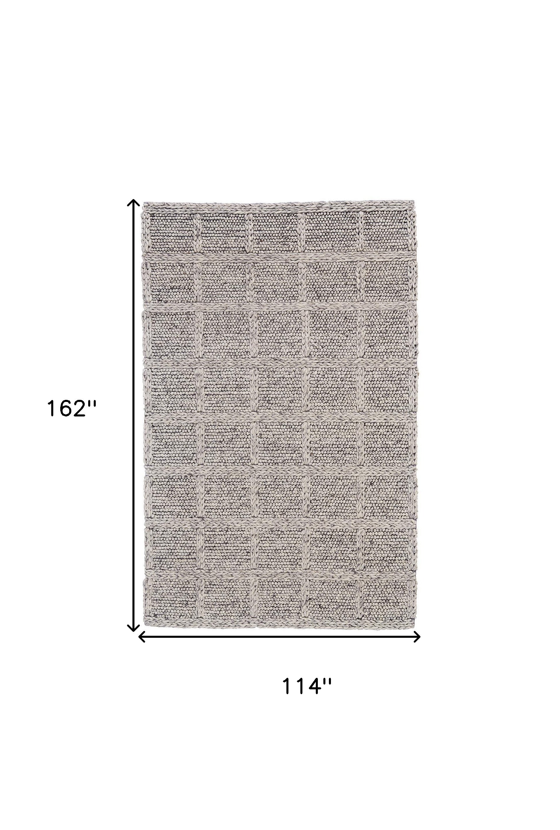 Stain-Resistant Hand-Woven Wool Area Rug in Stylish Gray and Ivory Plaid