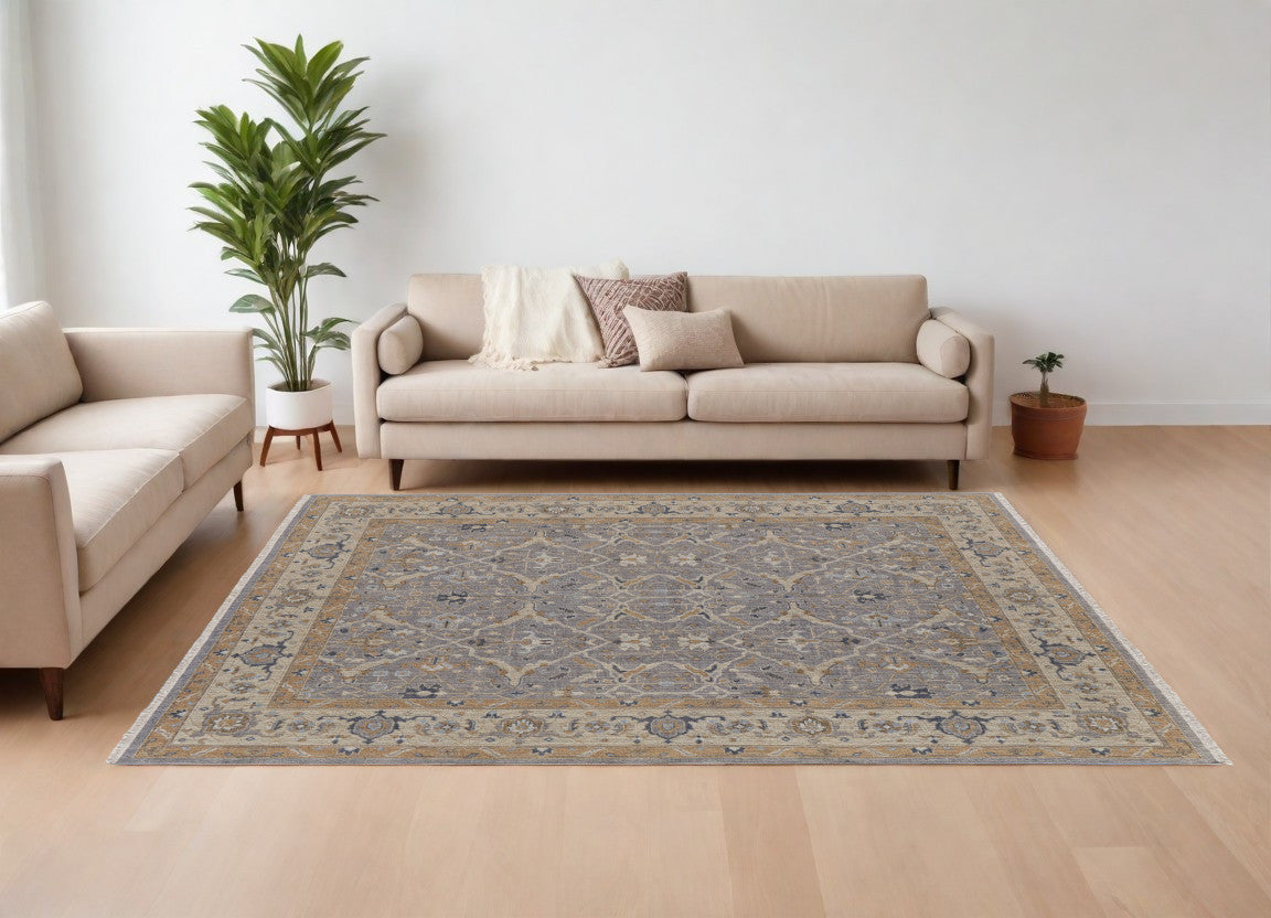 9-Foot x 13-Foot Hand-Knotted Wool Area Rug with Tassels for Elegant Homes