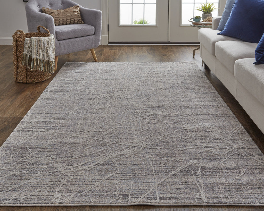 Stain-Resistant Gray Abstract Distressed Power Loom Area Rug for Homes with Kids & Pets