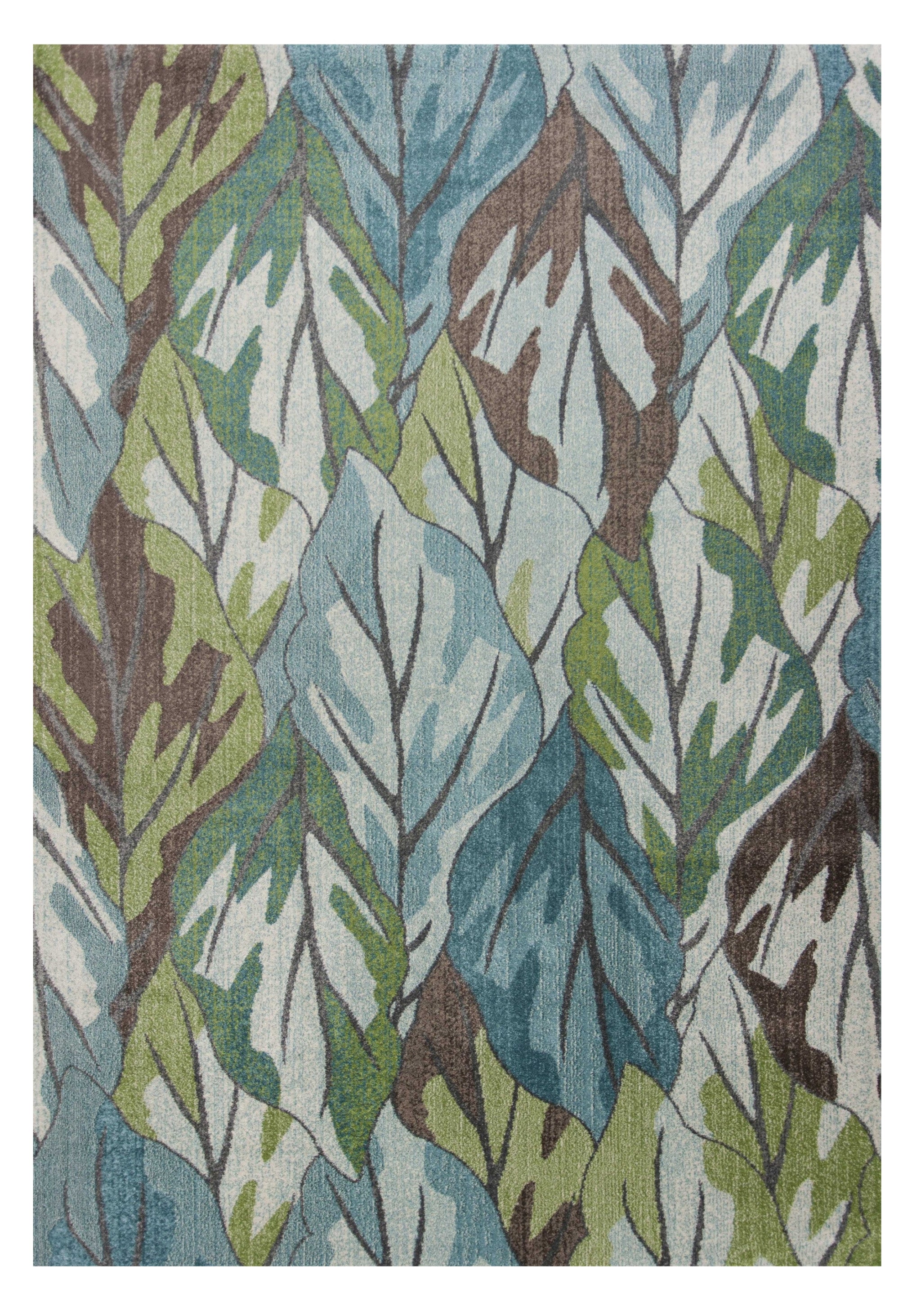 Stylish 3x5 ft Blue and Green Botanical Leaves Area Rug for Elegant Living Spaces